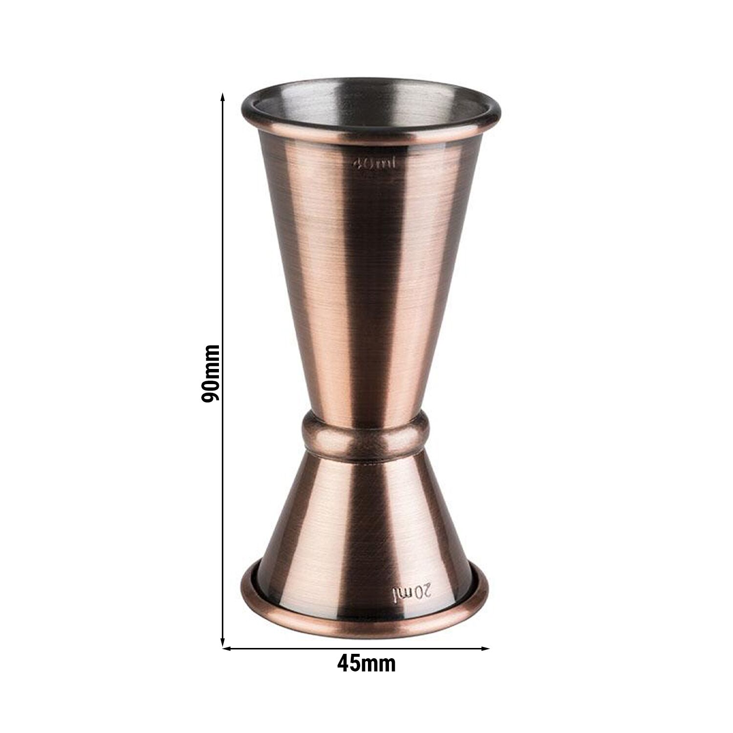 (6 pcs) Jigger double - acier inoxydable - 2cl/4cl (20/40 ml) - avec repère(s) 1cl/3cl
