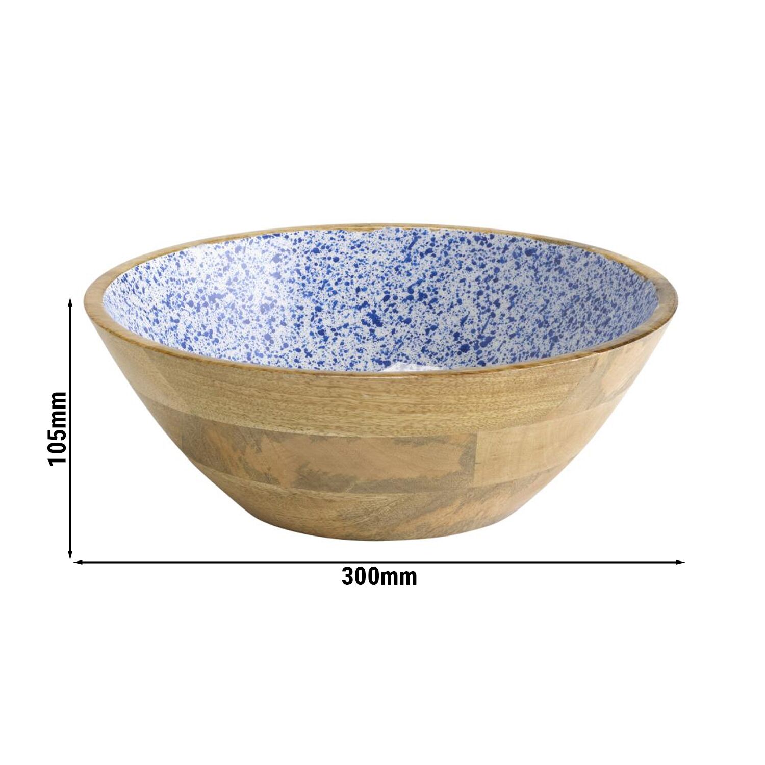 (6 pcs) Saladier - MANGO - Bois de manguier - 3L - Ø 300mm - Profondeur : 105mm - Blanc/Bleu