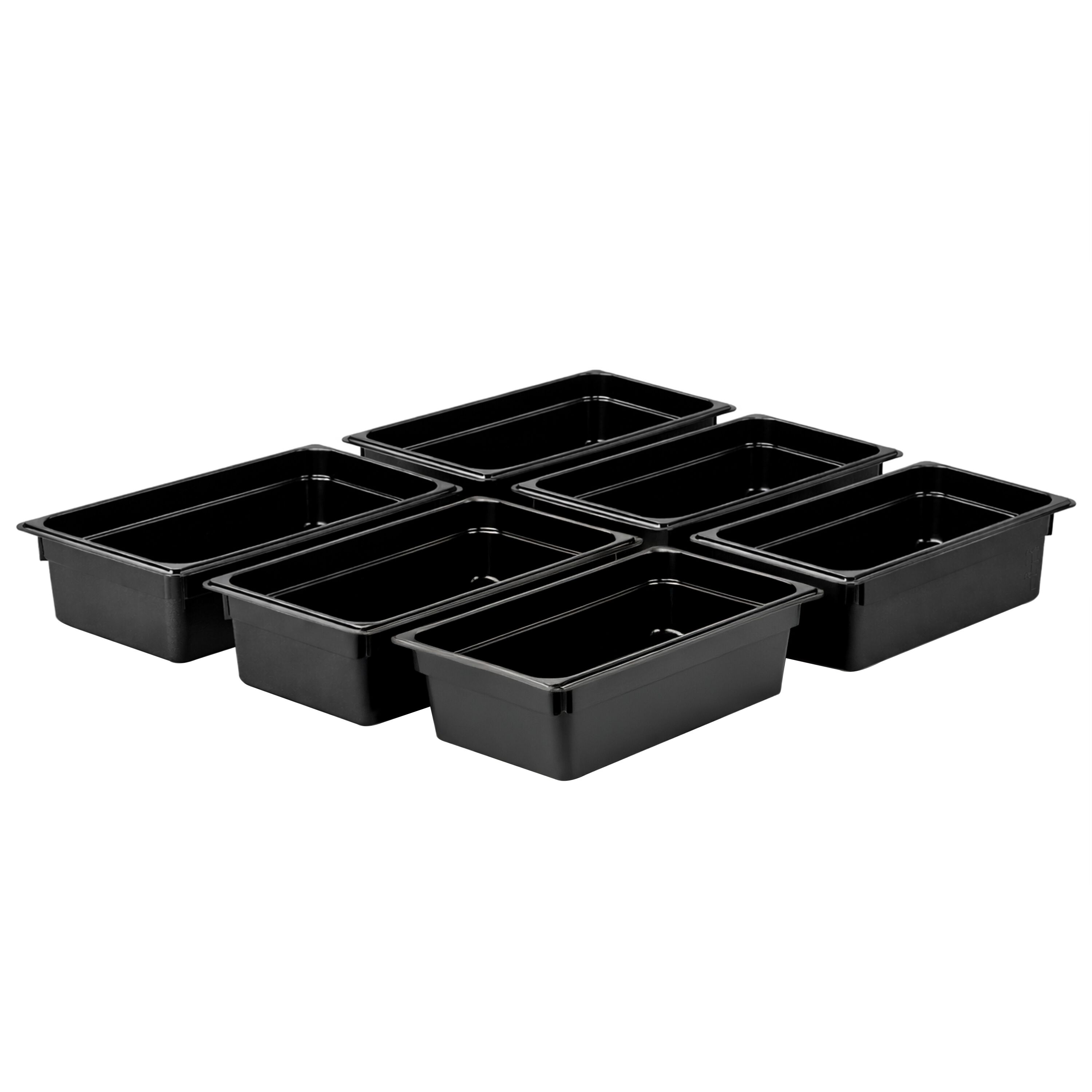 (6 pièces) Bac en Polycarbonate GN 1/3 - Noir - Hauteur : 100 mm