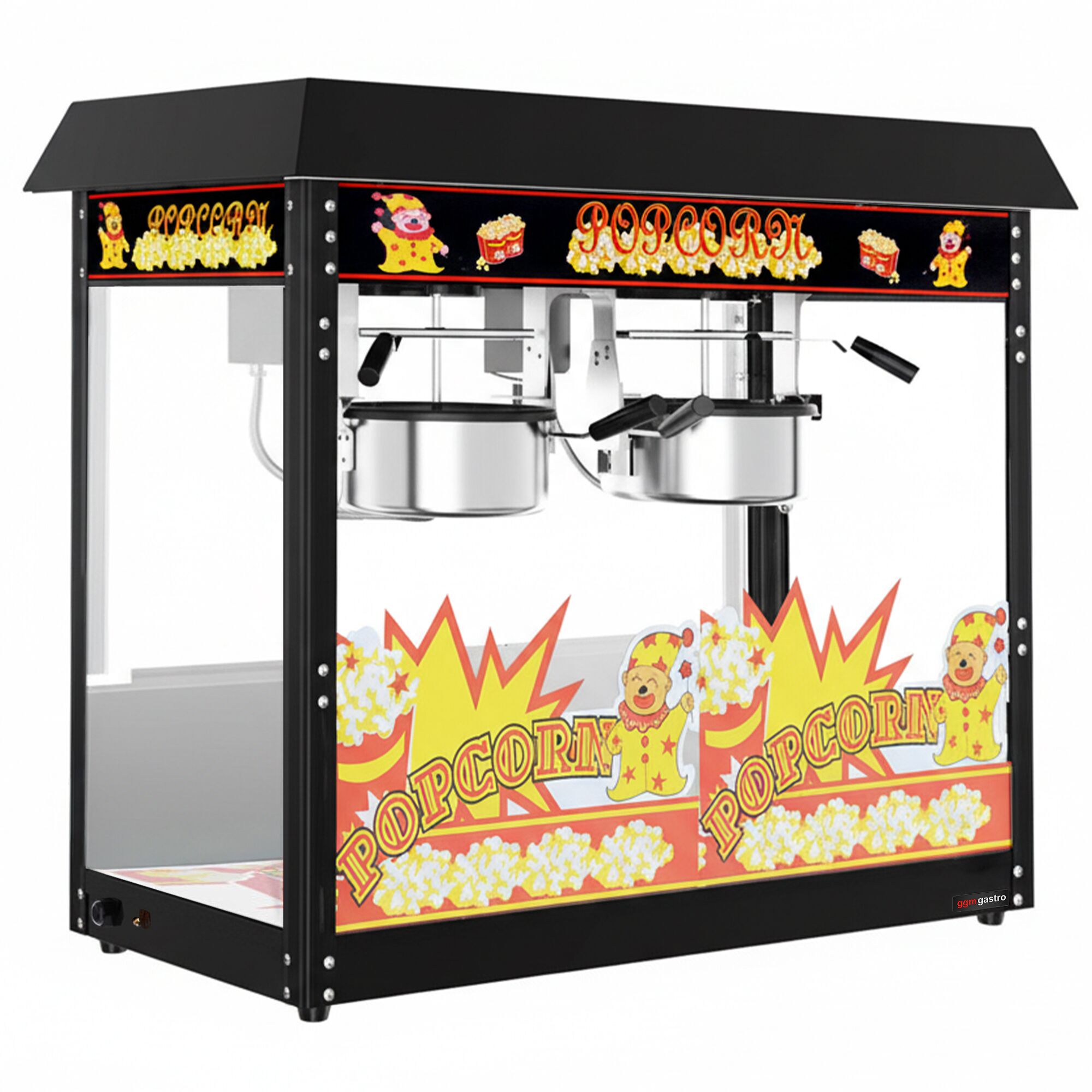 Machine à pop-corn - 2,90kW - 10kg/h - avec 2 marmite(s) - Noir