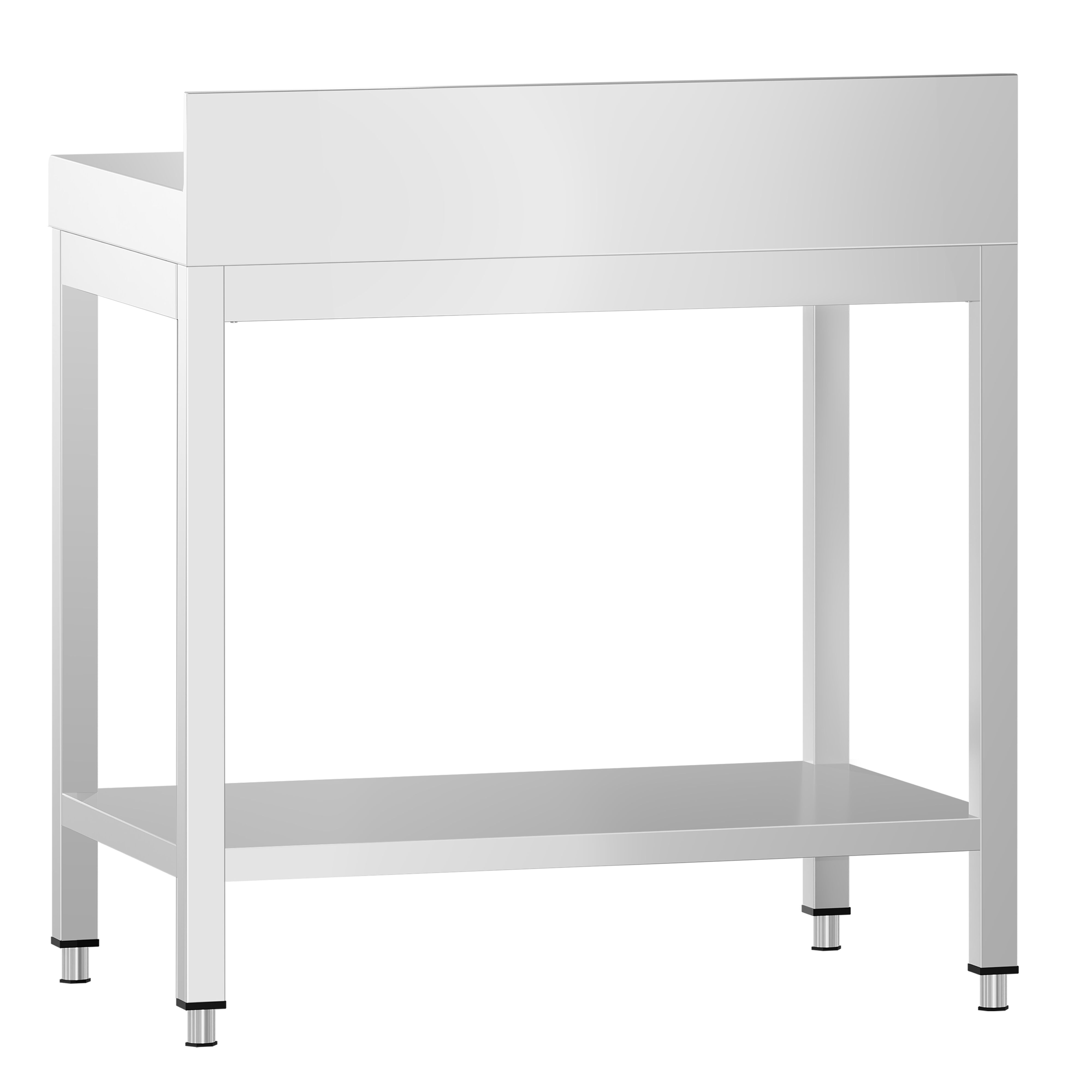 Table de travail inox PREMIUM - 600 x 600 mm - avec tablette inférieure & Dosseret