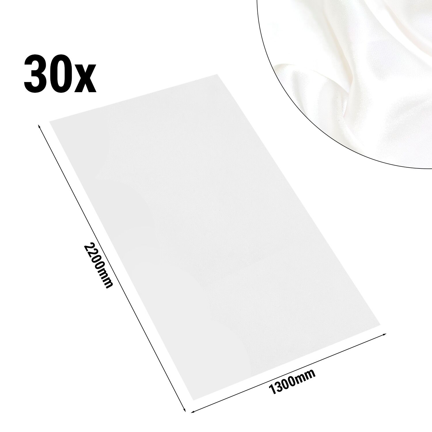 (30 pièces) Nappe damassée Porto - satin lisse - 220 g/m² - 130 x 220 cm - Blanc