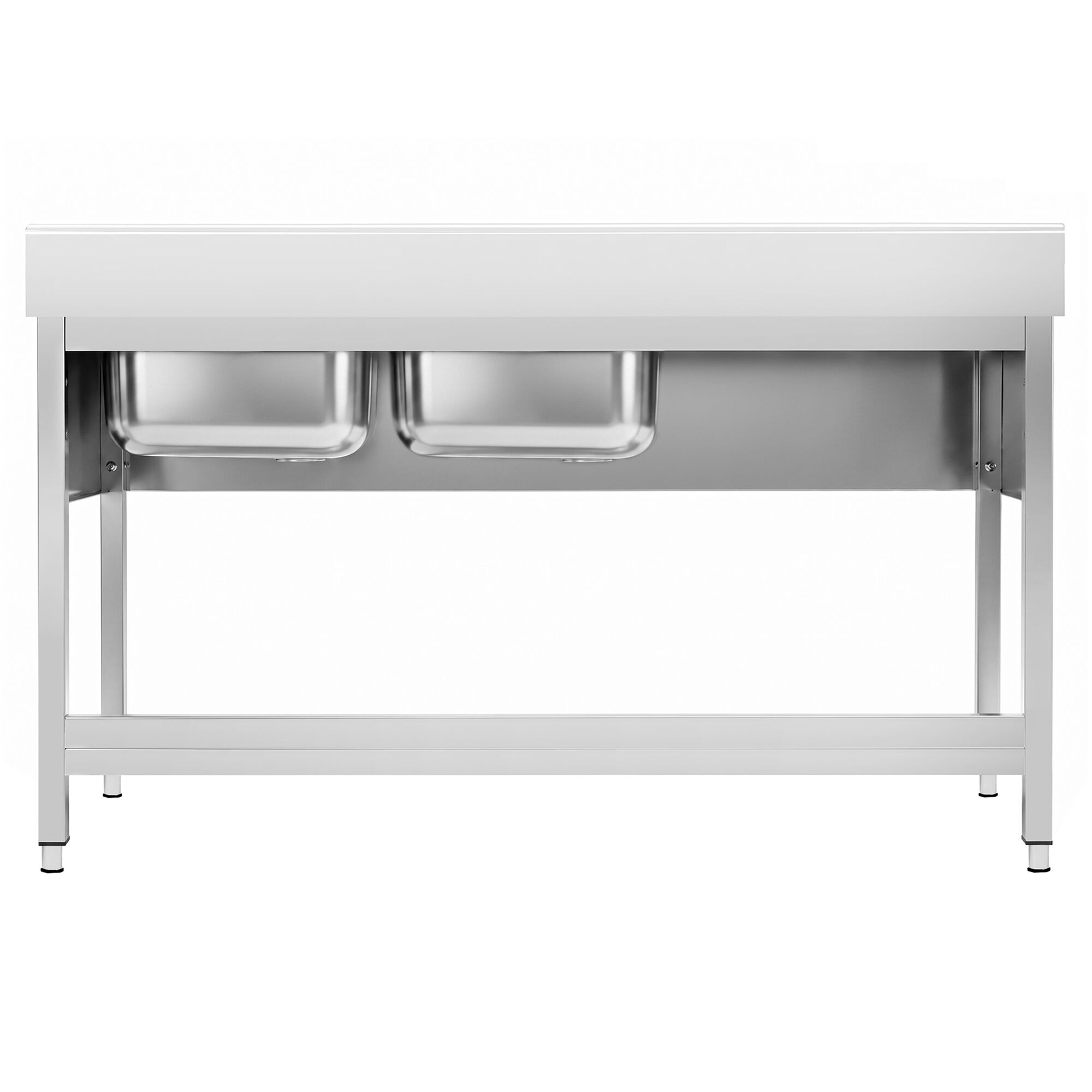 Mesa mural de lavagem - cuba profunda PREMIUM - 1600x700mm - com prateleira inferior - com 2 cuba(s) à direita