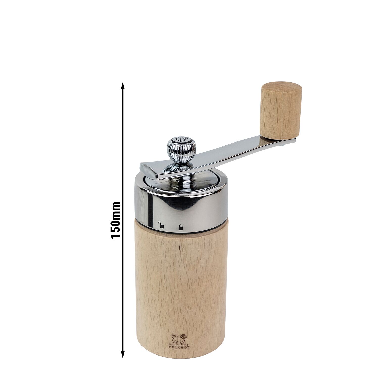(6 pièces) PEUGEOT | ISEN - Moulin à muscade avec manivelle - Bois - Naturel - Hauteur : 150 mm