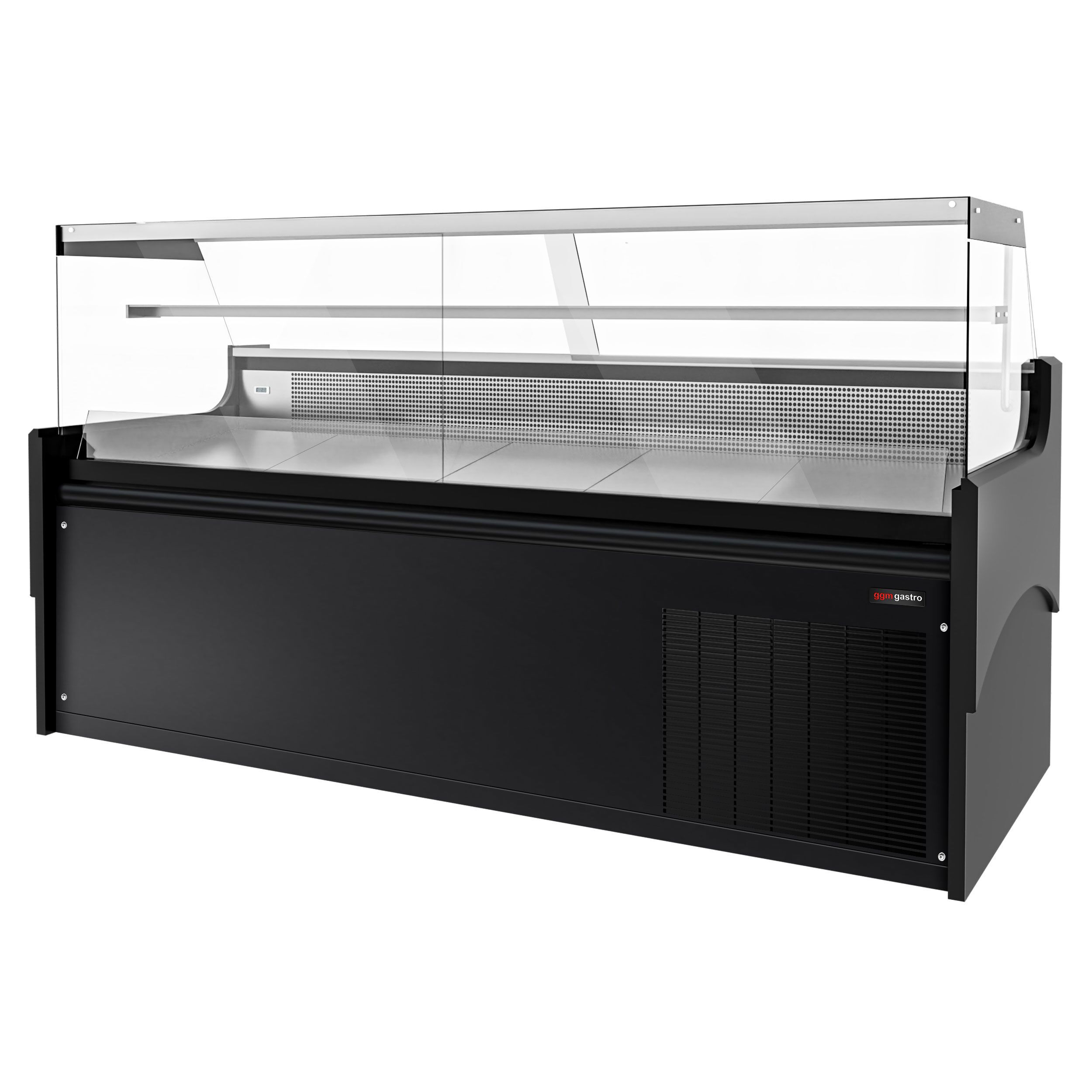 Comptoir vitrine réfrigérée - 2480x975mm - +2/+8°C - 200L - Façade noire - Vitre droite