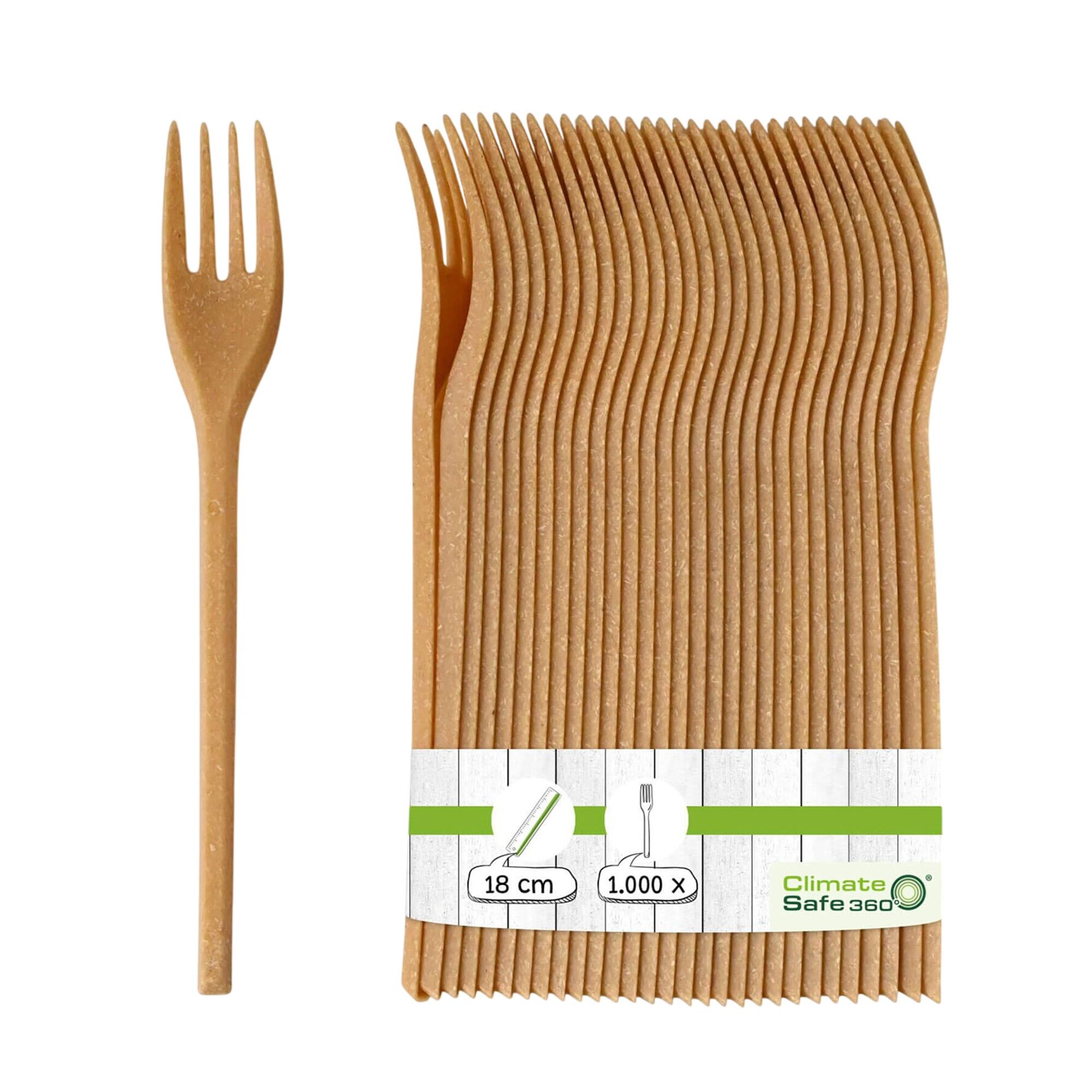 (1000 pcs) Fourchette réutilisable - 180mm - Brun