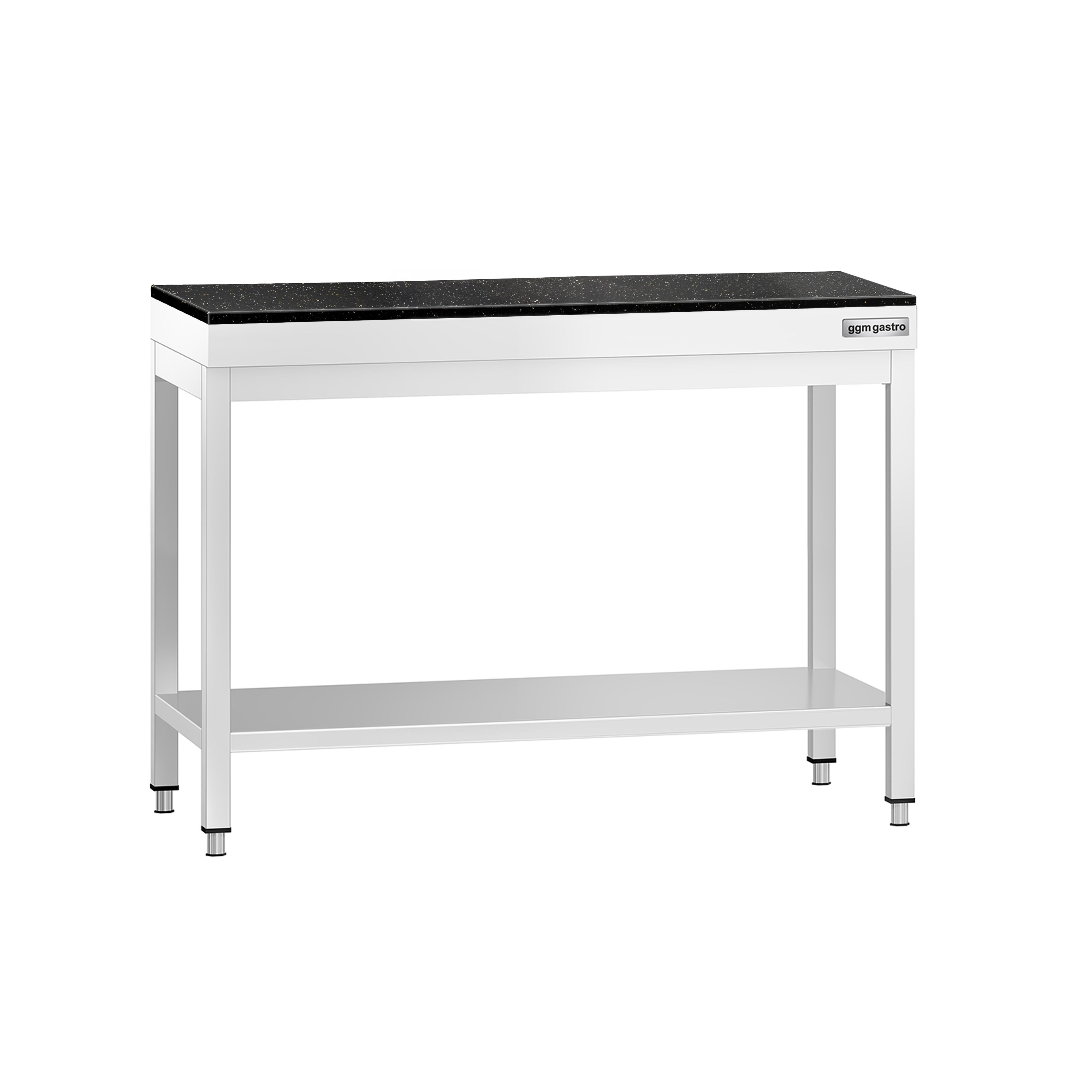 Table de travail inox PREMIUM - 1000 x 600 mm - avec tablette inférieure - incl. Plan de travail en Granit