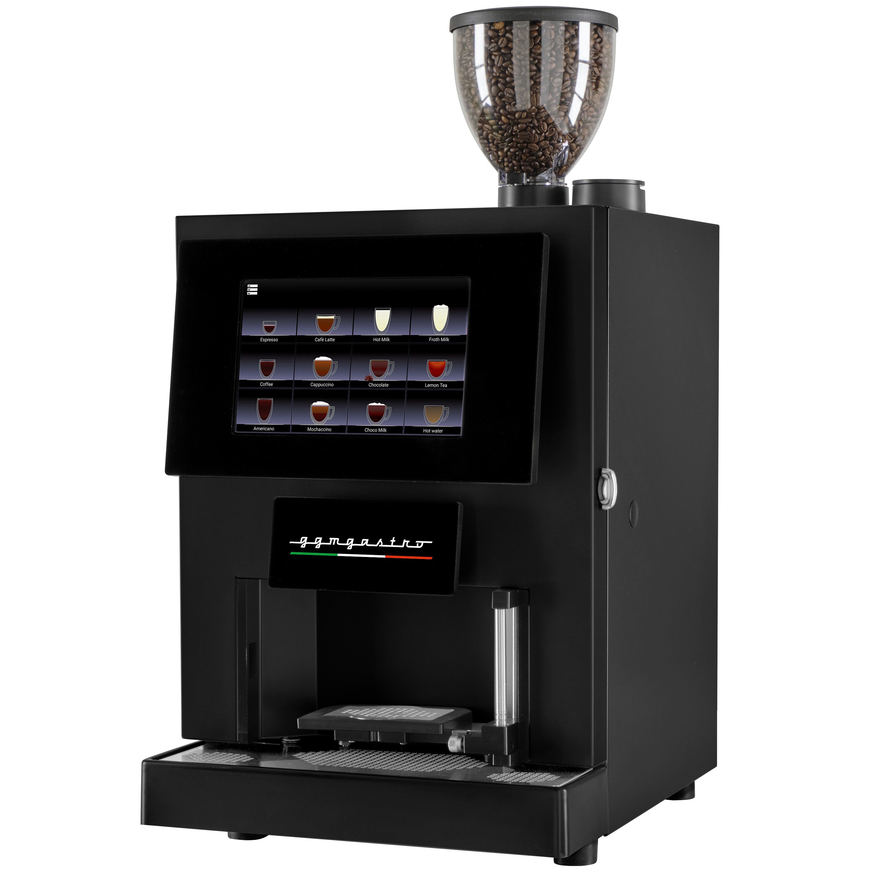 Machine à café automatique - 30 programmes - écran tactile 10 pouces - 1 réservoir à grains & 2 compartiments à poudre - avec système de lait frais
