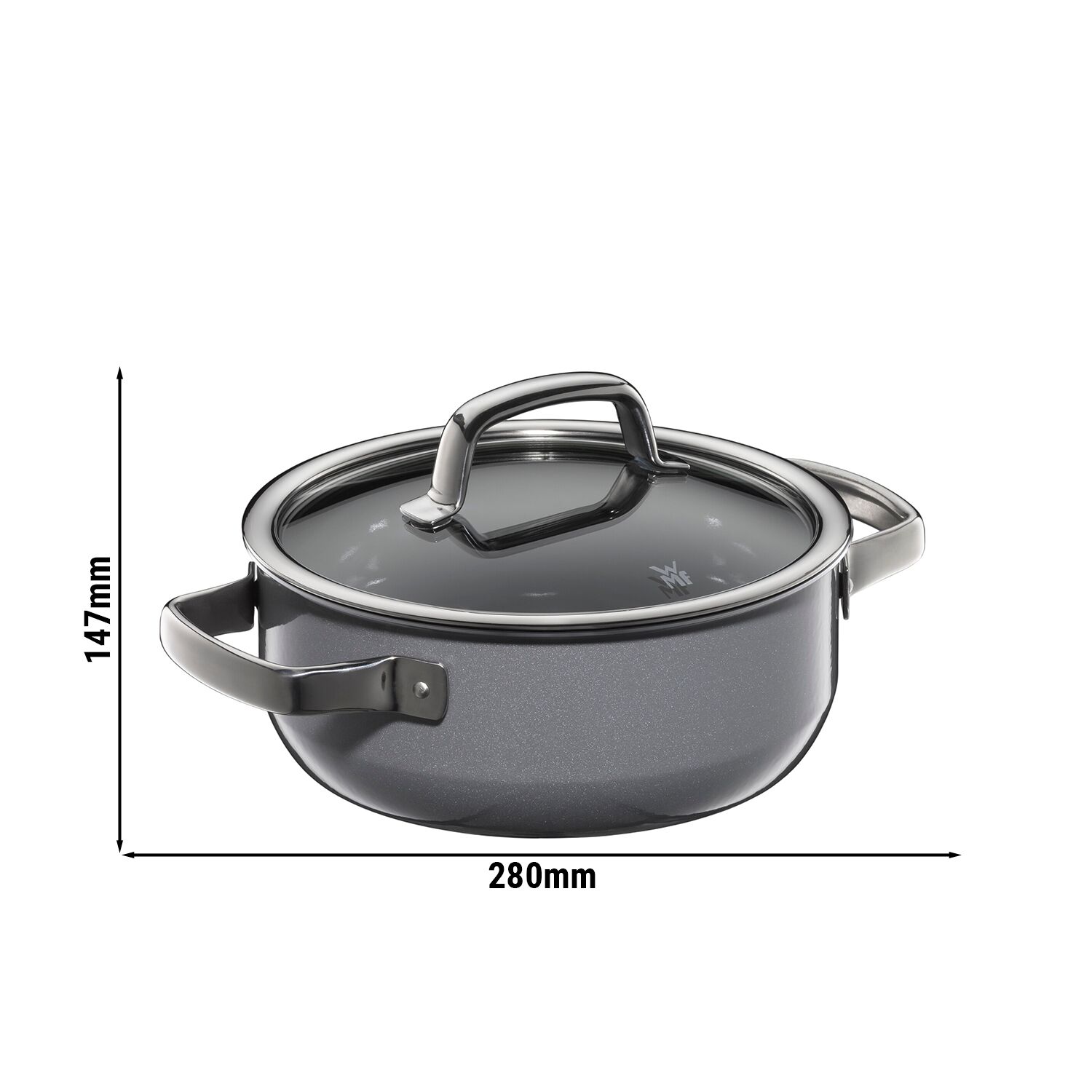 WMF | Fusiontec Mineral – Cocotte – Ø 200 mm – 2,4 litres – avec couvercle en verre – Platinum