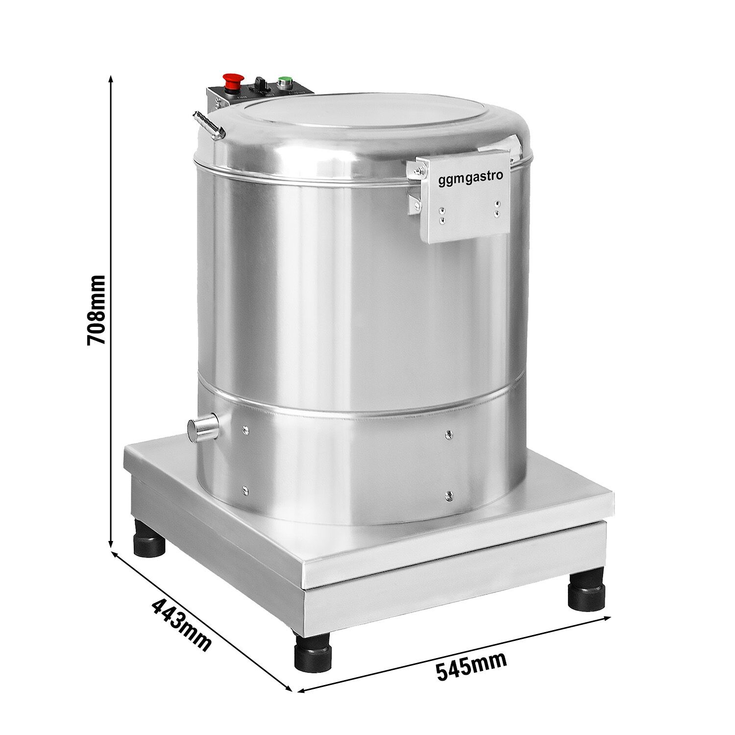 Salatschleuder - 20 Liter - 35kg/h - 370 Watt - 1400 U/min - Edelstahl - inkl. Ablassrohr