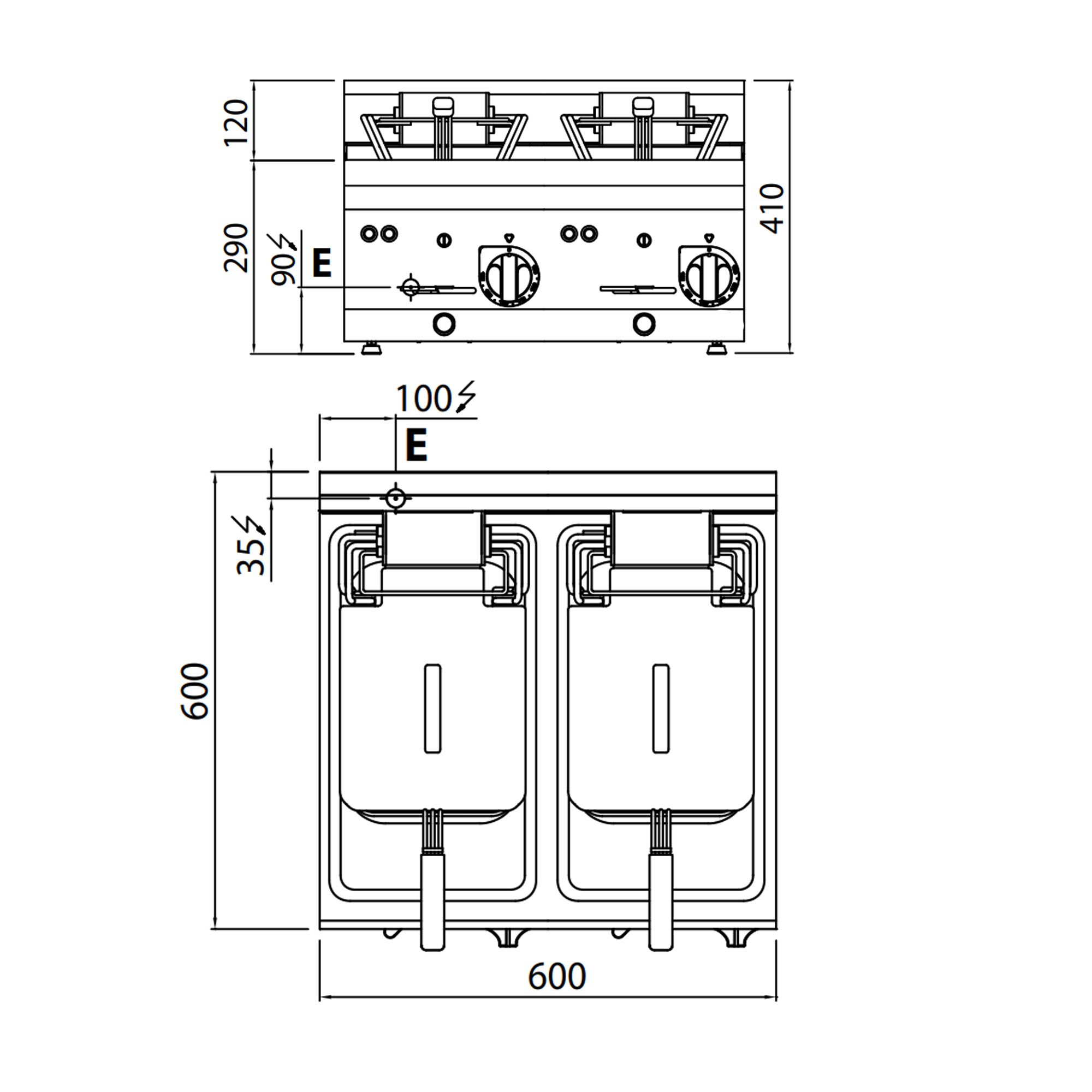 Friteuse électrique double – 10+10 litres – 12 kW