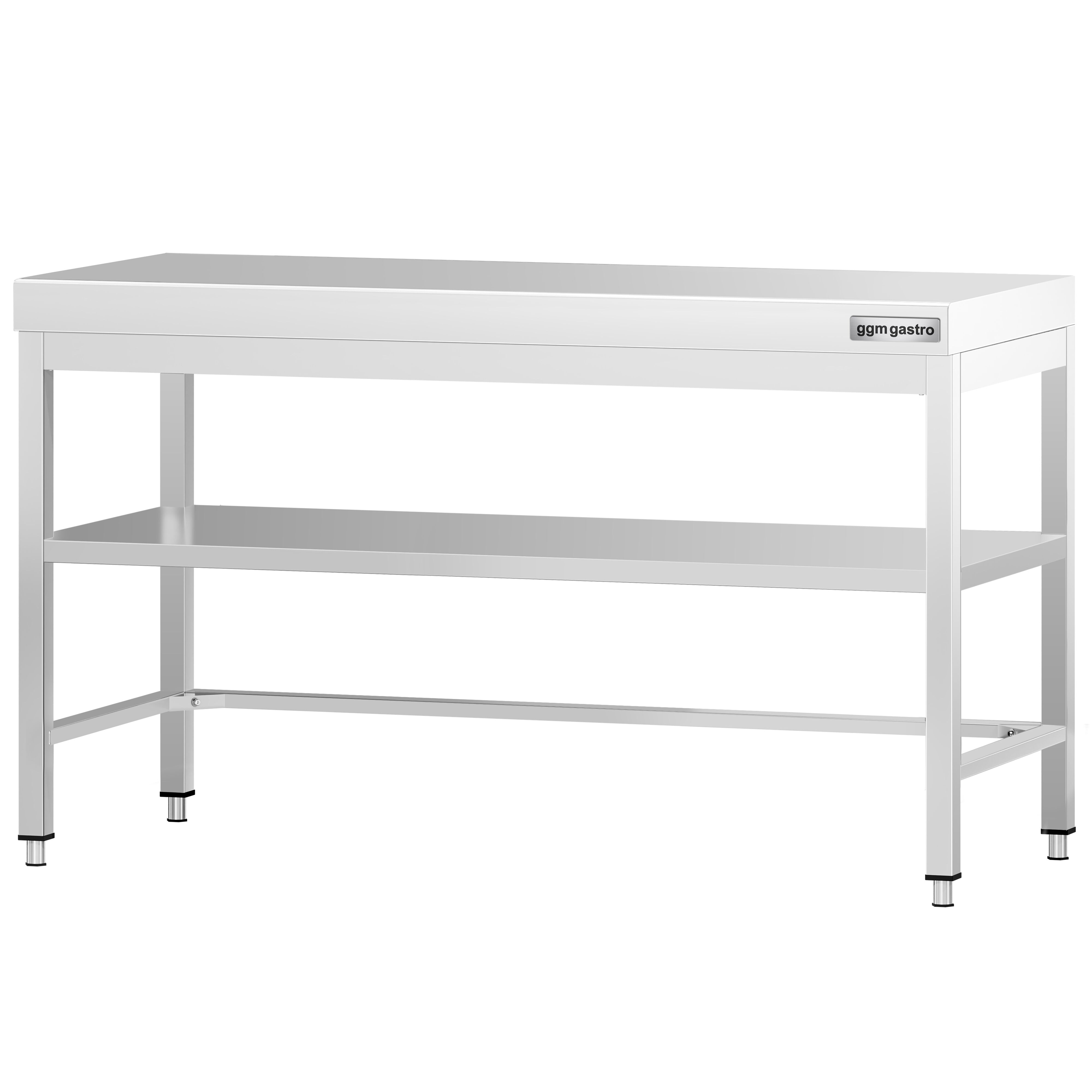 Table de travail en inox PREMIUM – 1500x600 mm – avec tablette inférieure et renforts