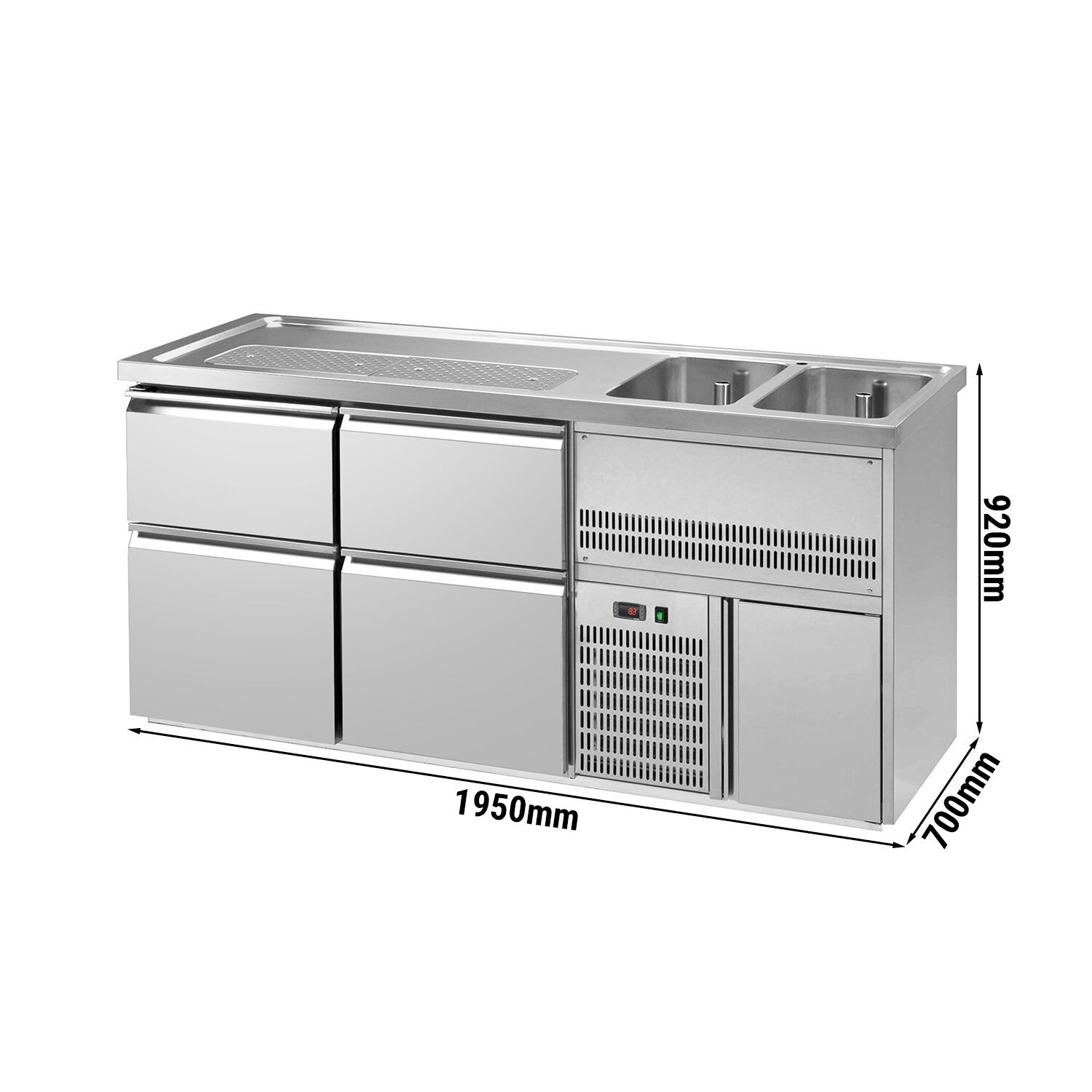 Biertheke Premium PLUS - 1950x700mm - 4 Schubladen