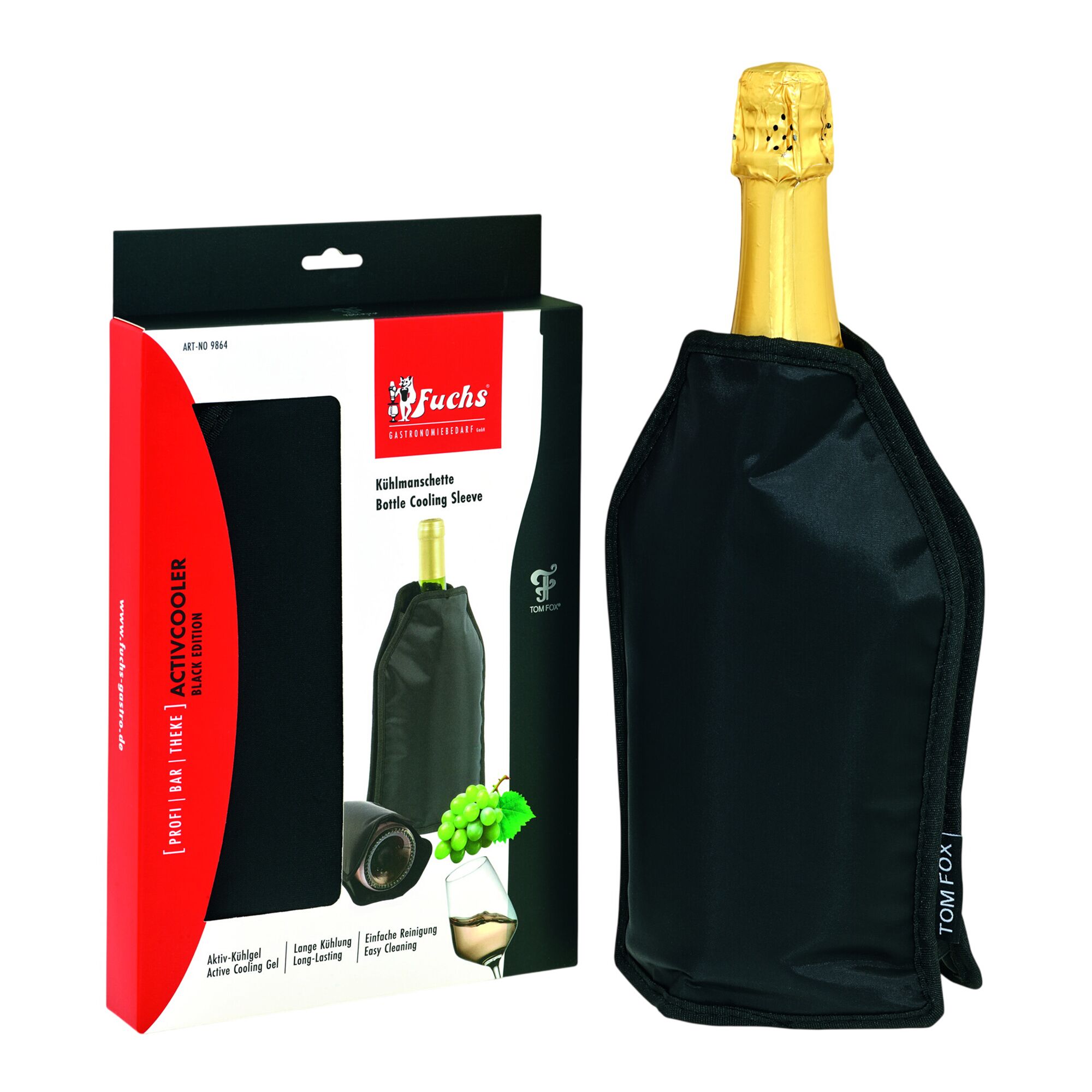 (6 pièces) FUCHS | Manchon flexible pour bouteilles de vin et de champagne - noir