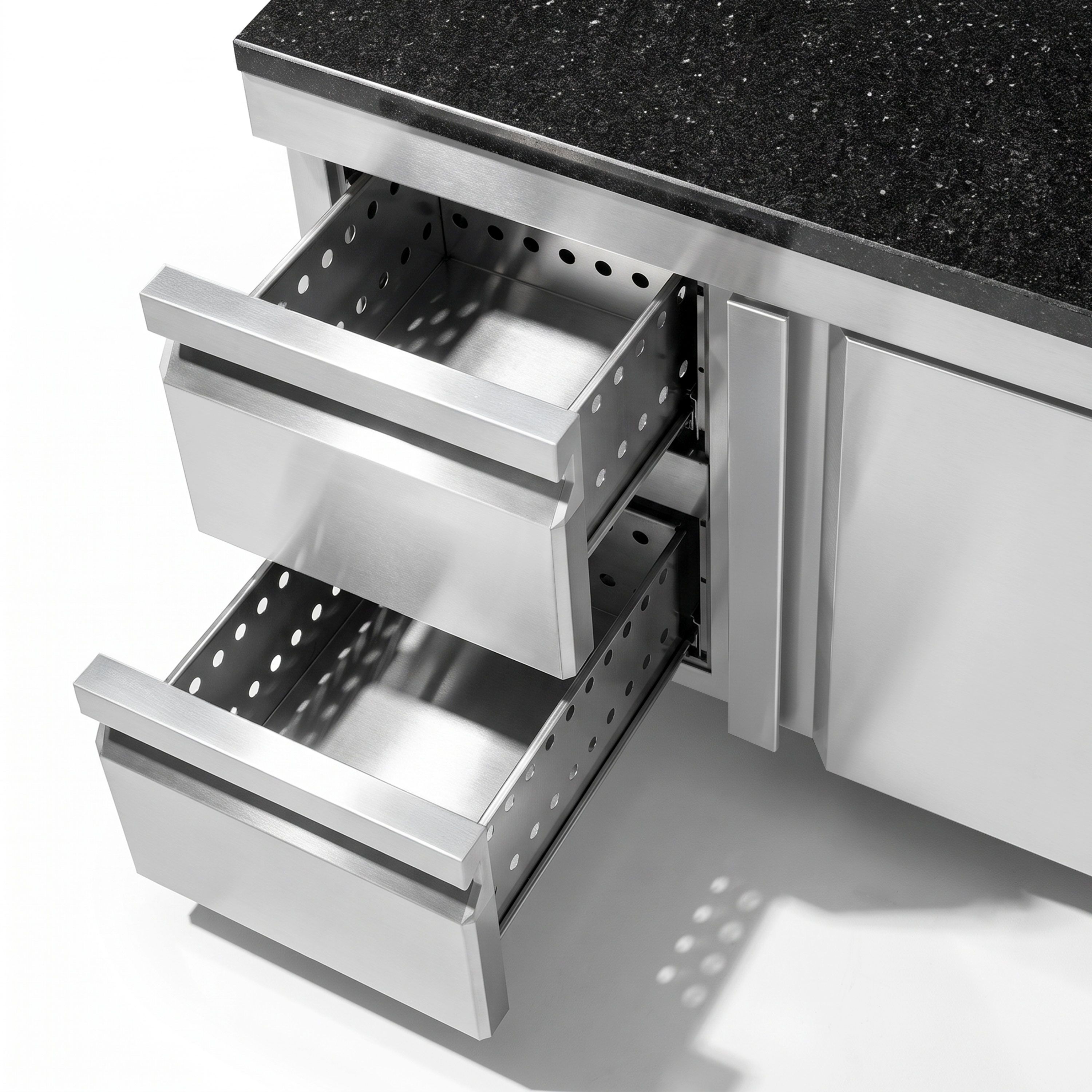 PREMIUM Refrigerated Counter – 1400 × 700 mm – with 1 Door & 2 Drawers – incl. Granite Worktop
