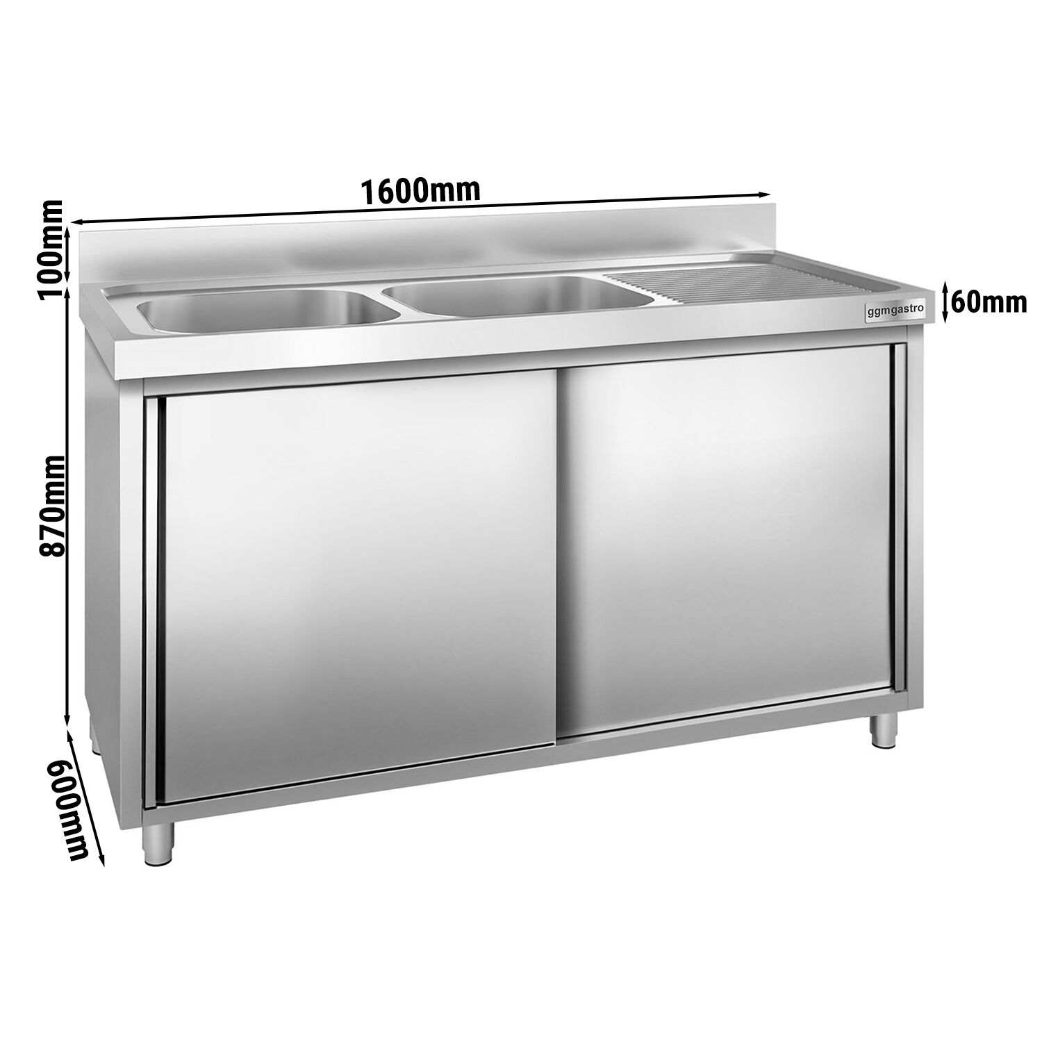 Plonge PREMIUM - 1600x600mm - avec 2 bacs