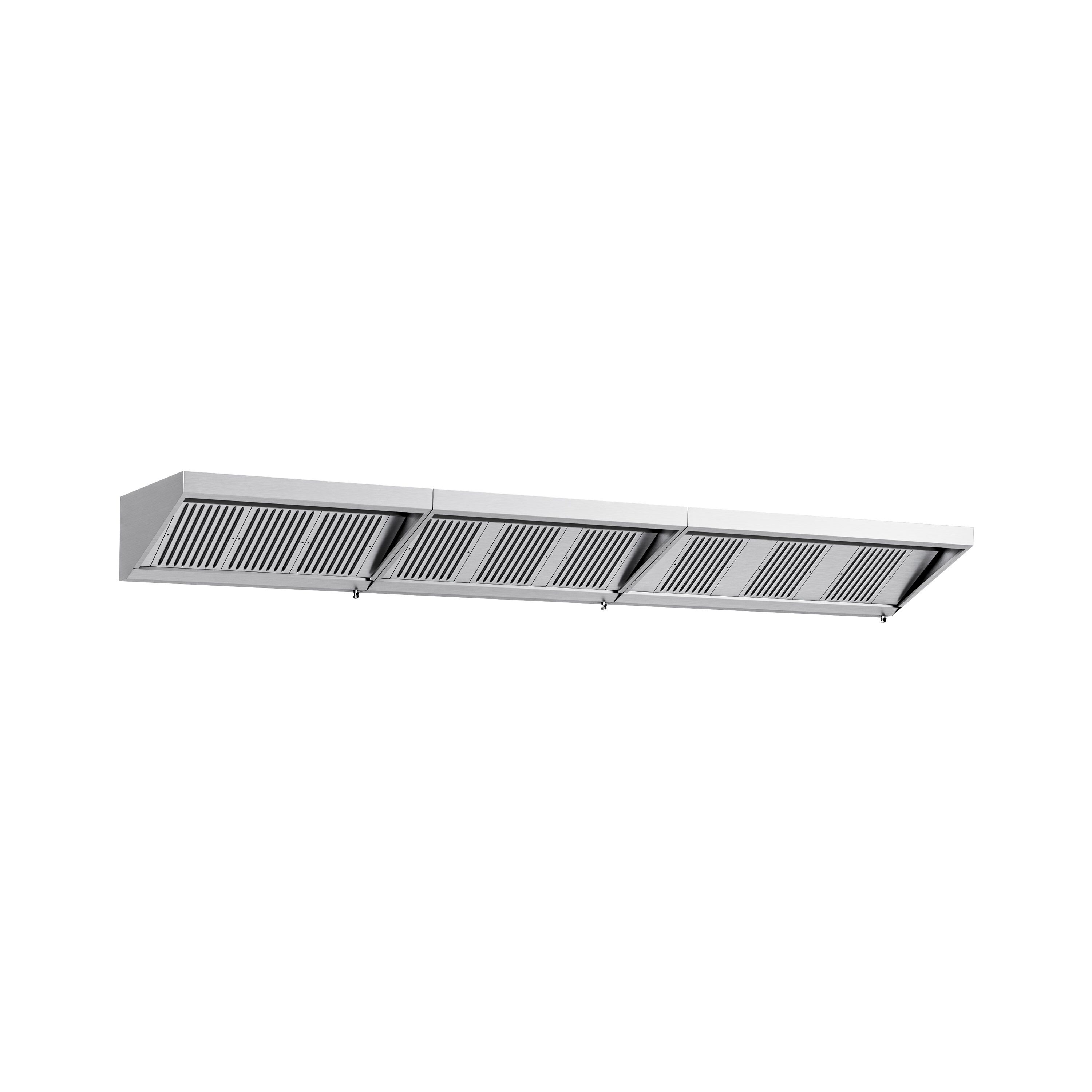 Commercial Wall-Mounted Extraction Canopy - 5000mm - with Baffle Filters & LED Lighting
