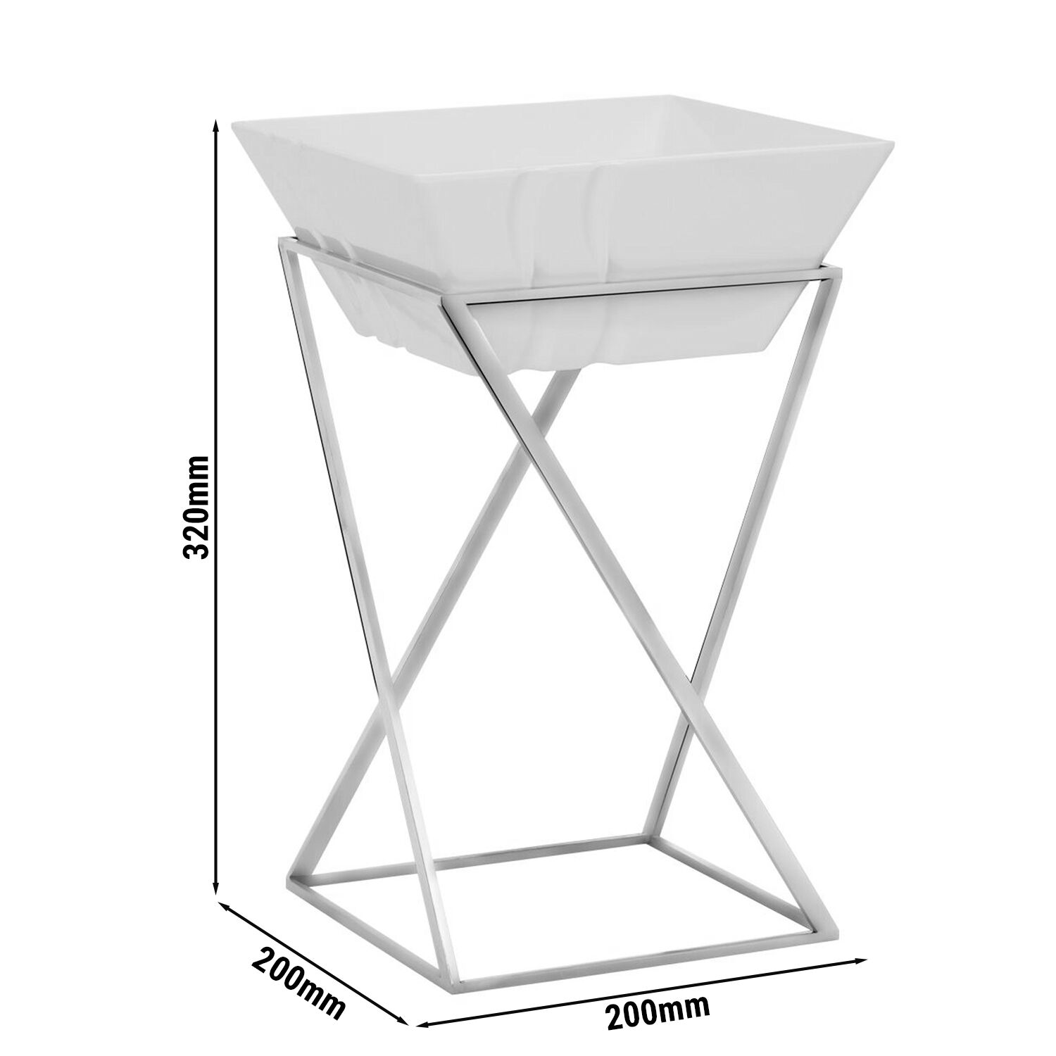 Présentoir buffet / étagère - chromé - incl. 1 bol en mélamine - rectangulaire