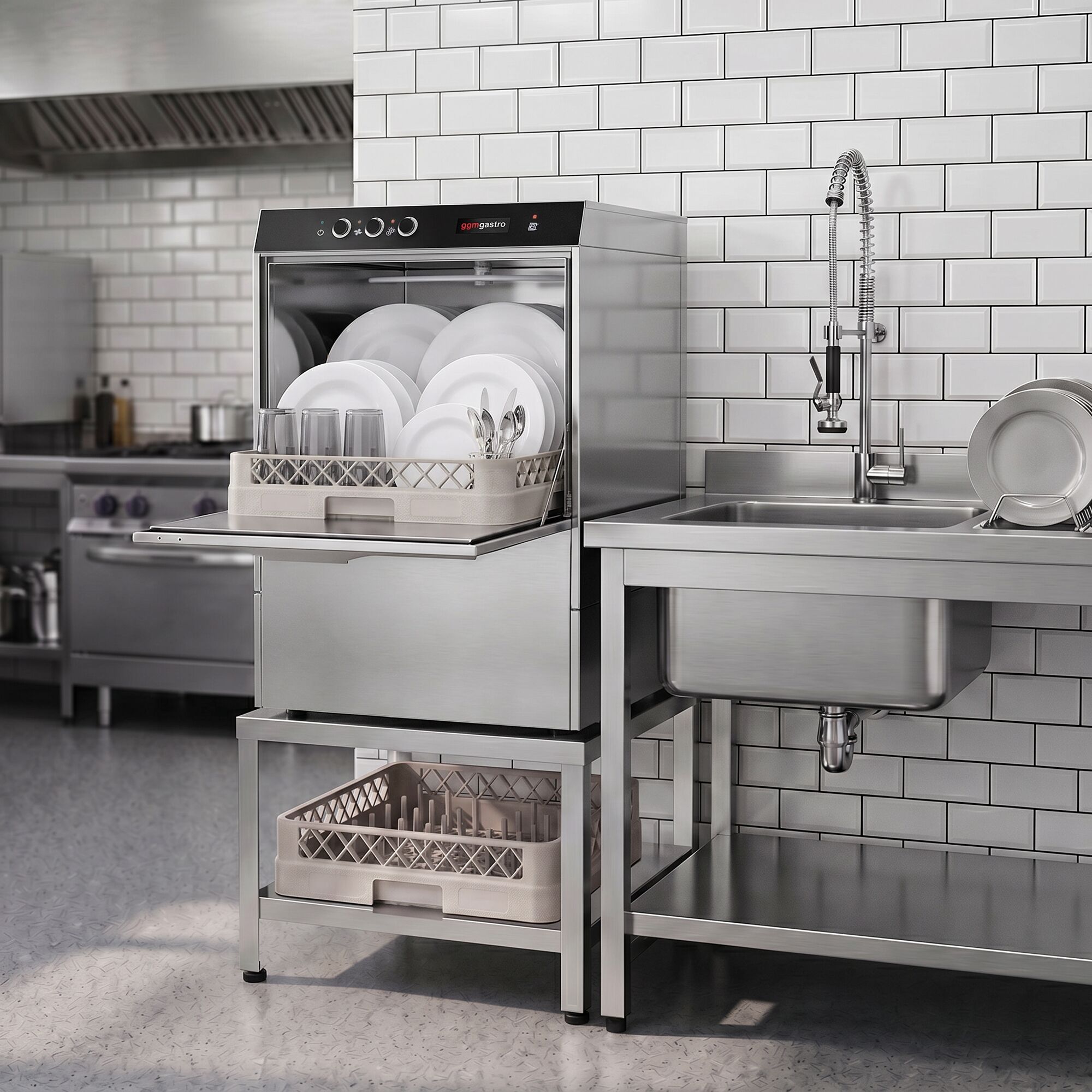 Warewasher Stand - for GS series dishwashers - 586x568mm - H: 496mm