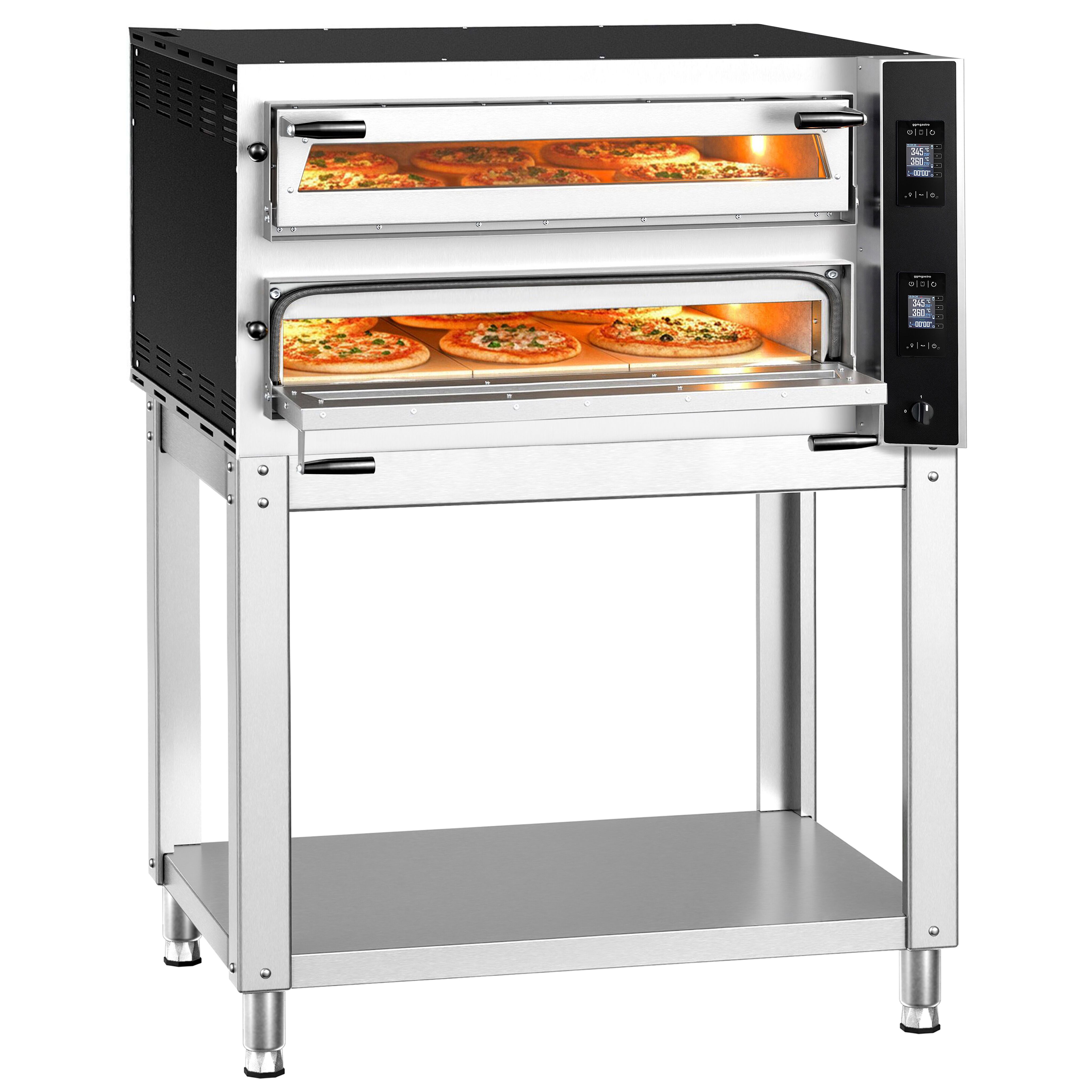 Four à pizza électrique – 6+6 x 35 cm (large) – Digital – incl. support inférieur