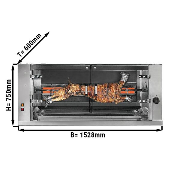 Gas - Lamm- & spädgrisgrill - 1 spett - 10 kW