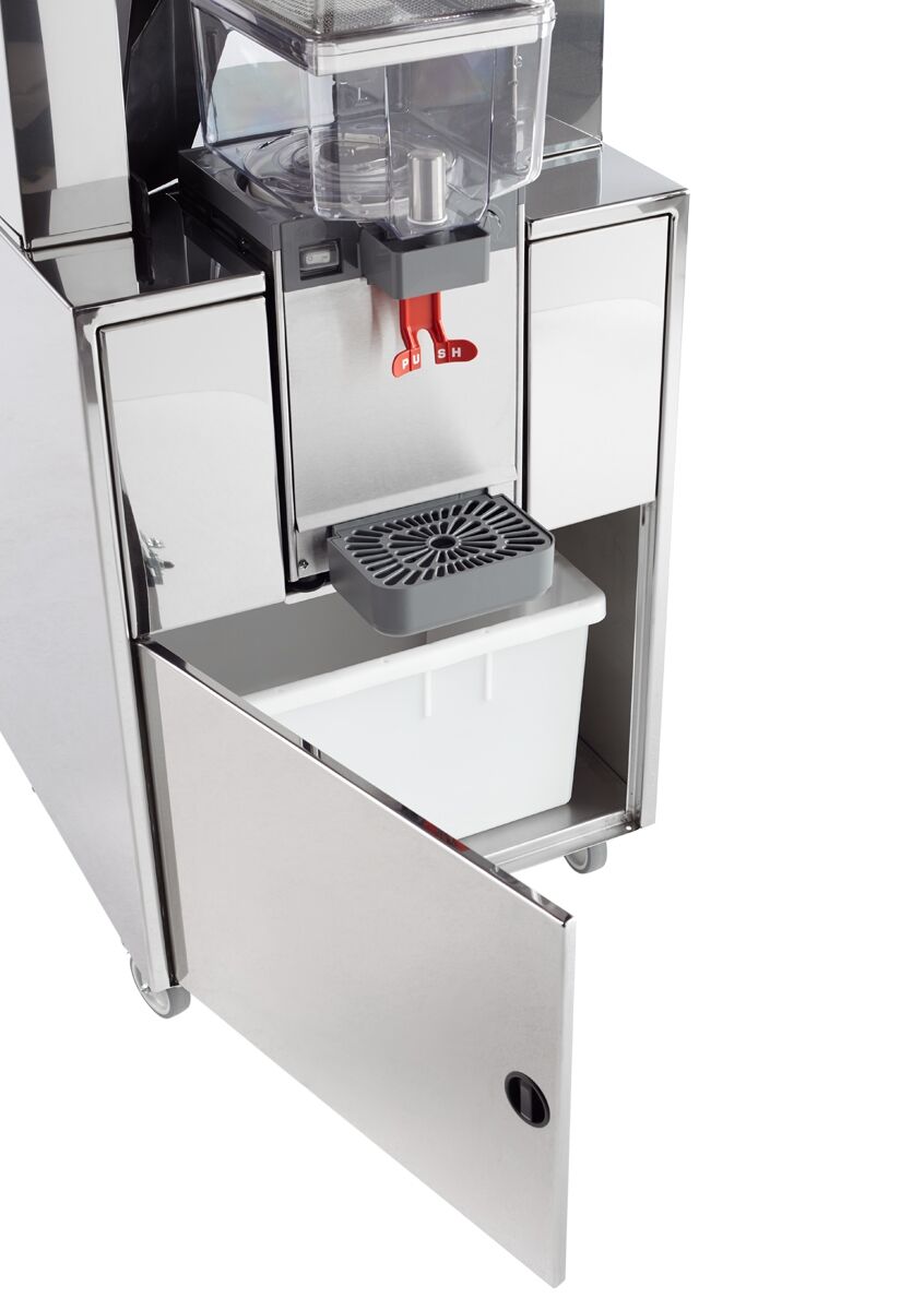 Support fermé pour presse-oranges - "Cooled Dispenser Stand" - à poser - Aluminium - 580x550x830mm - avec roulettes et poignées - pour OFZ2