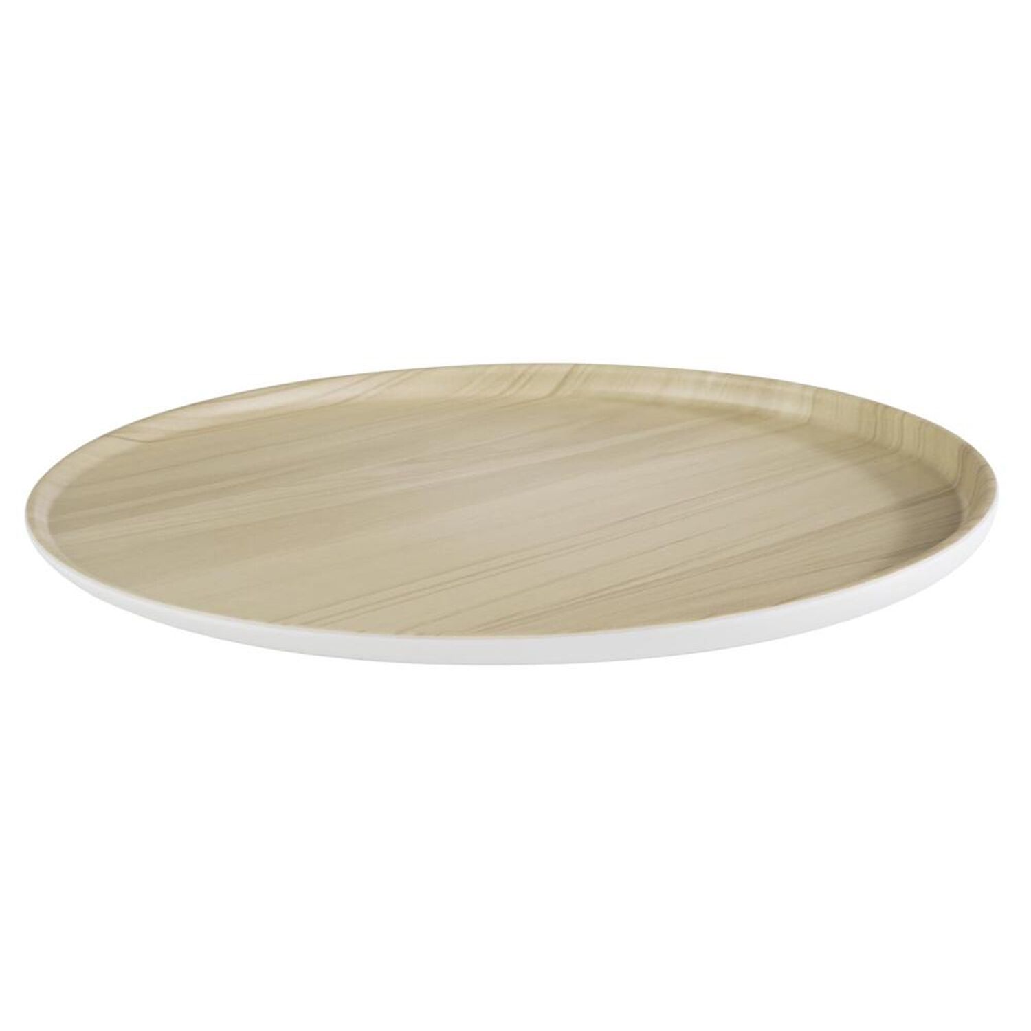 (6 pcs) Plateau de présentation - FRIDA - Mélamine - Ø315mm - Hauteur:25mm - Beige/Blanc - avec patins antidérapants - empilable, compatible lave-vaisselle