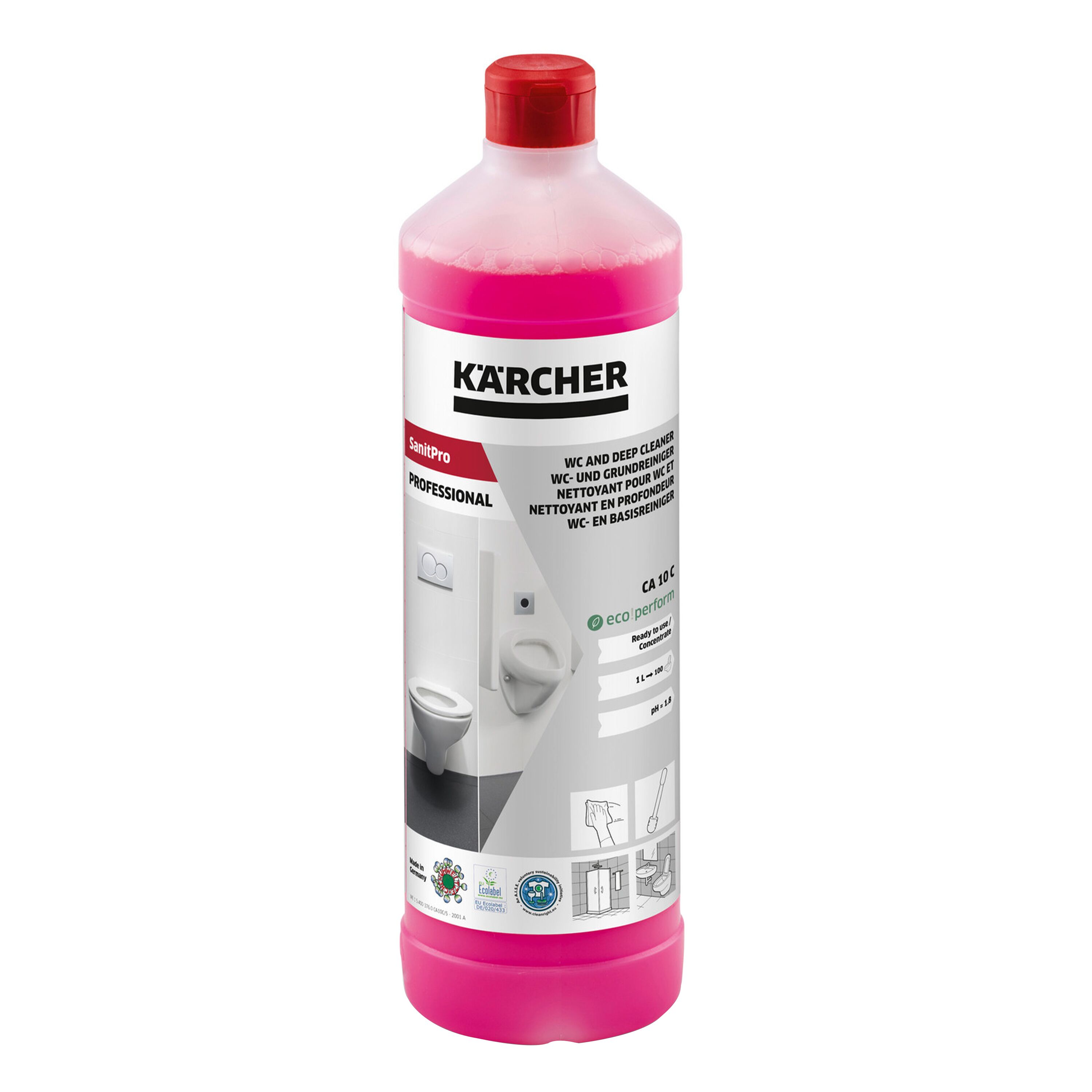 (12 pièces) Kärcher | SanitPro nettoyant WC et décapant CA 10 C eco!perform - 1 litre