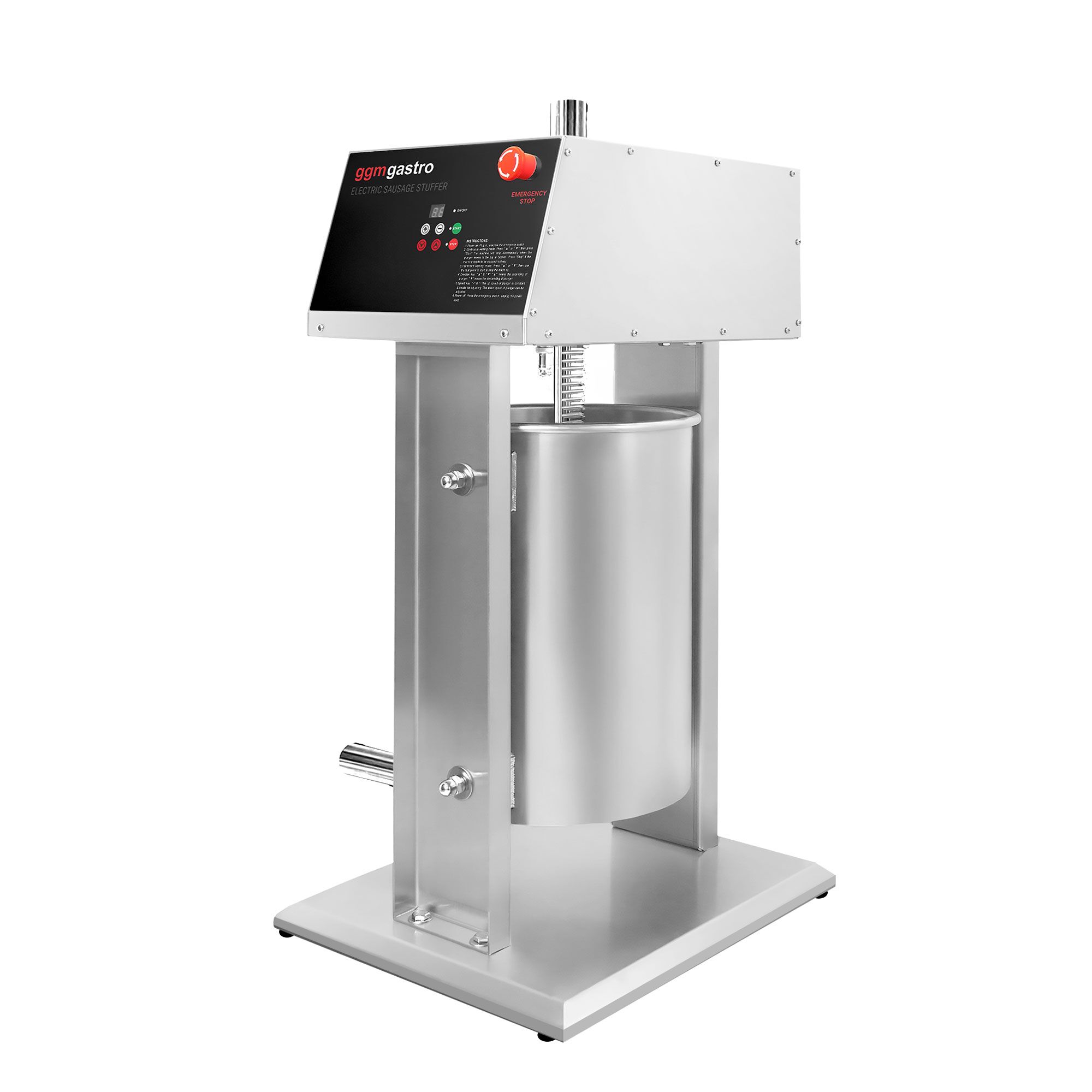 Poussoir à saucisses Électrique & Machine à churros - 10 Litres - 90 Watts - inox - incl. 4 Embouts à saucisses & 3 Embouts à churros