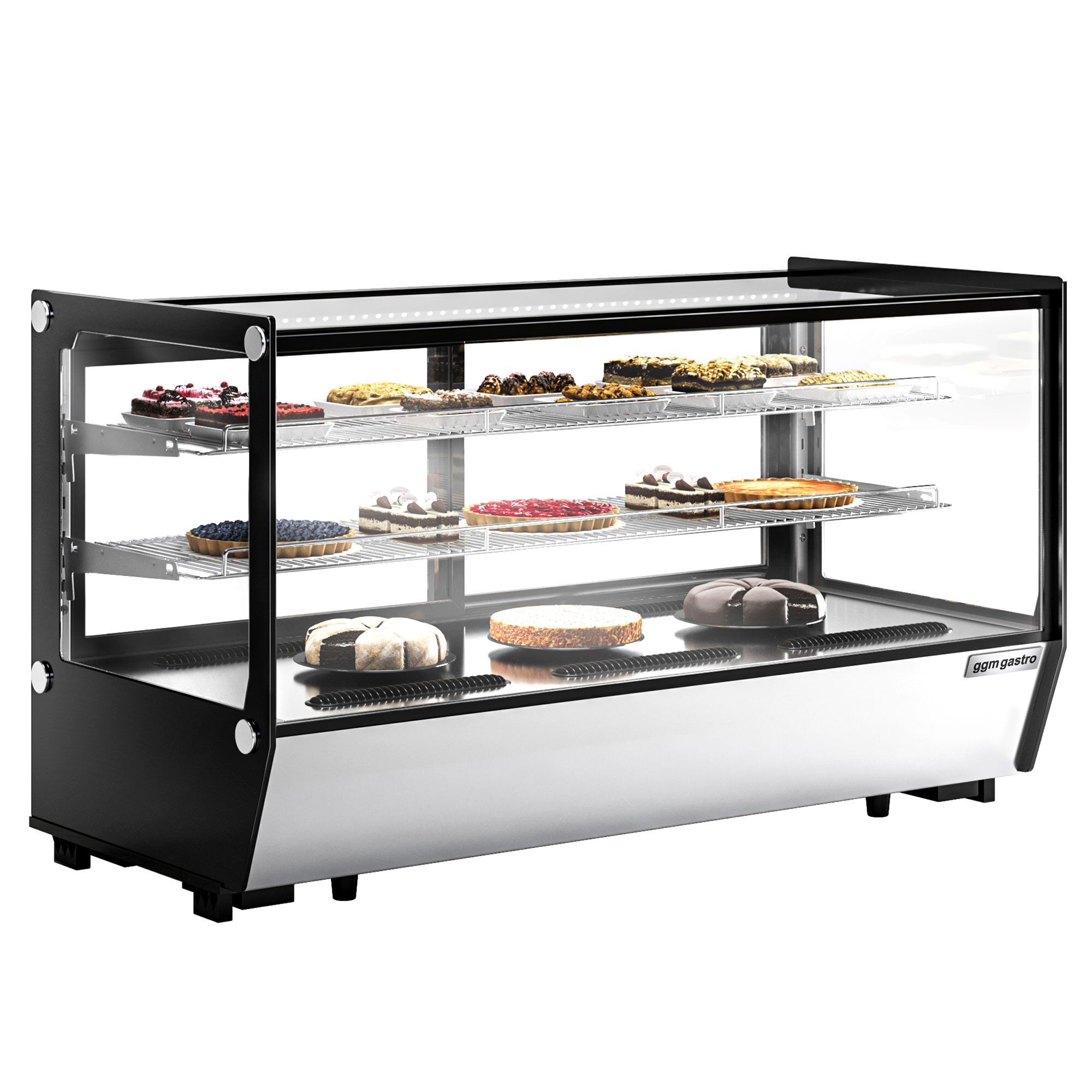 Vitrine réfrigérée de table - 200L - 1219mm - Double vitrage - avec 2 étagères en verre - portes coulissantes vitrées arrière