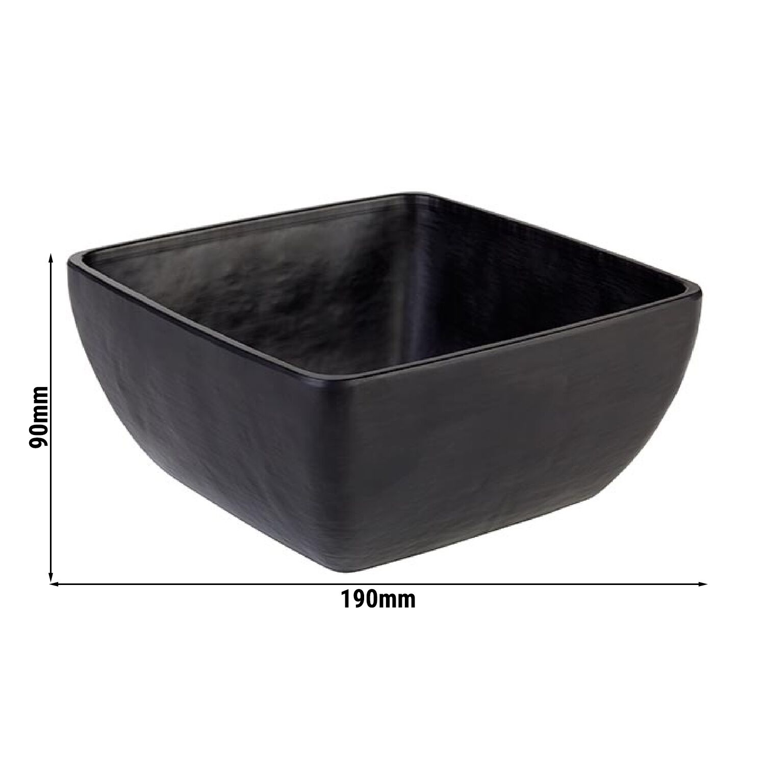 (6 pcs) Coupe - SLATE - Mélamine - 1,5L - carré - 190x190mm - Profondeur : 90mm - Noir - lot de 6