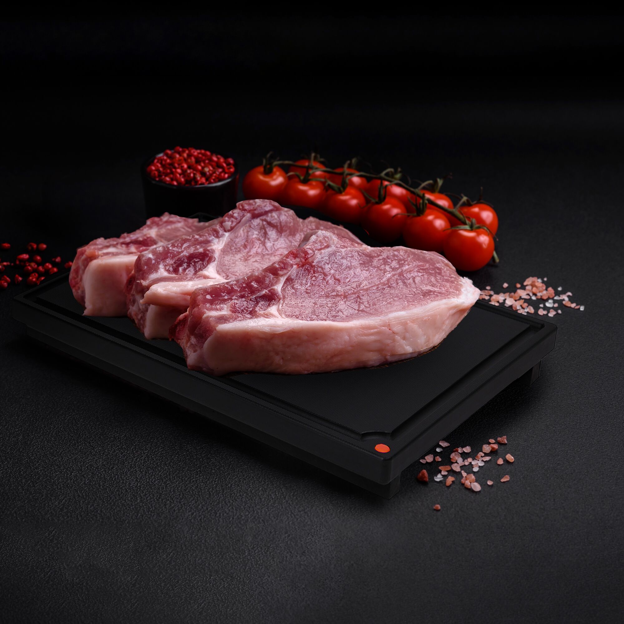 Chopping Board with Juice Groove - 265x325mm - Thickness: 20mm - HACCP-Compliant - Polyethylene - Black