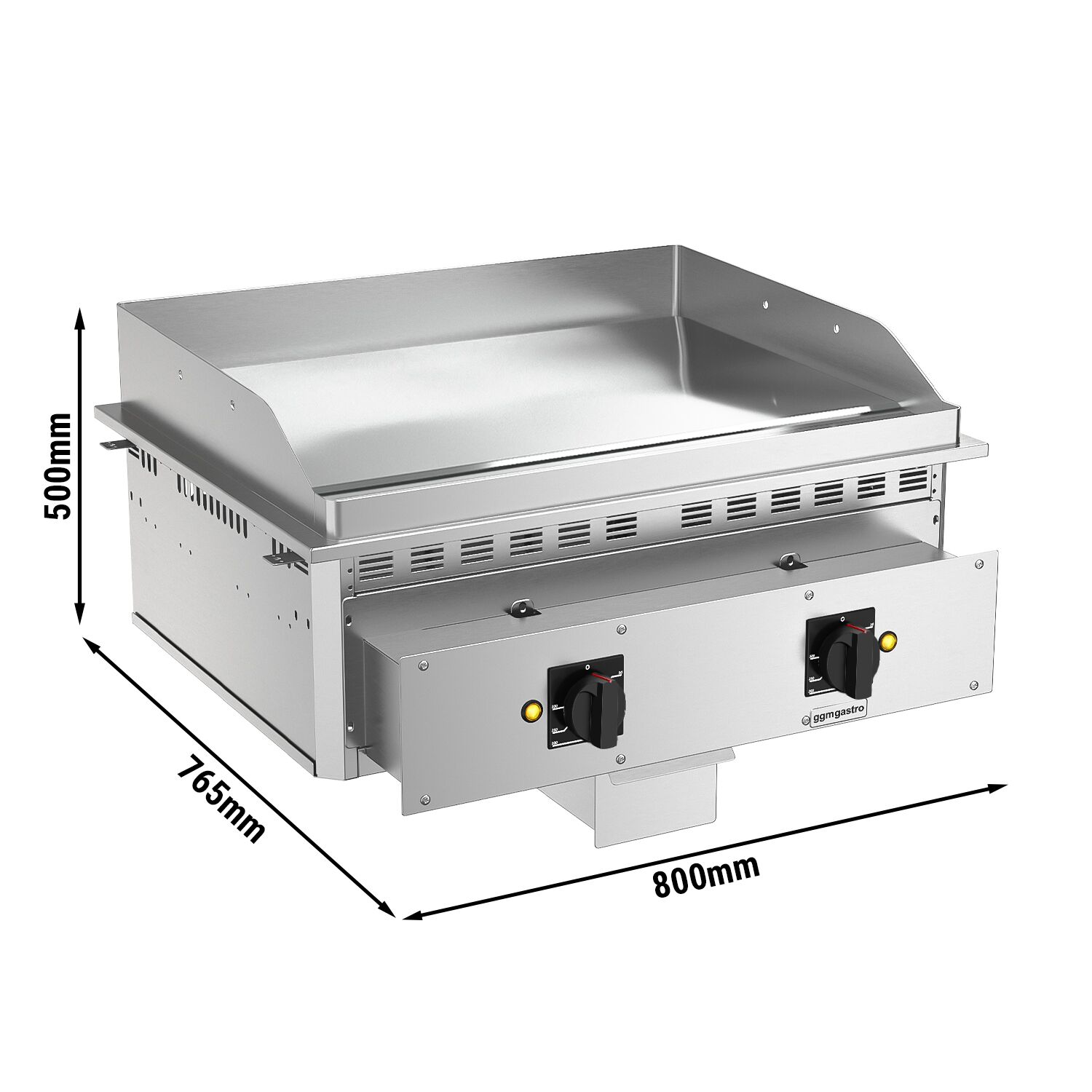 Plancha électrique - plaque acier - 9,0 kW - Lisse - Surface de cuisson : 744x484mm