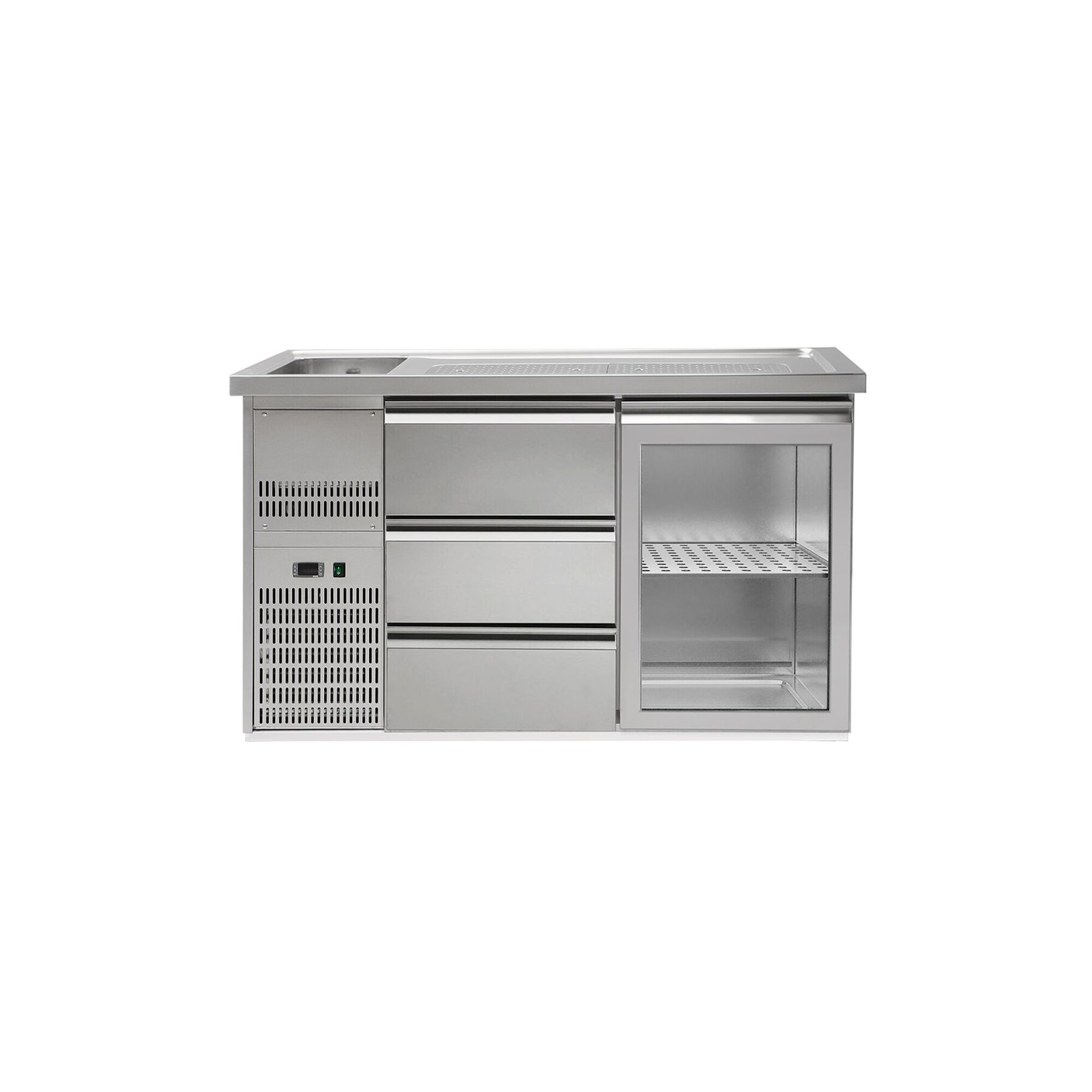 Direct Draw Beer Dispenser / Kegerator PREMIUM PLUS - 1550x700mm - 1 Glass Door & 3 Drawers