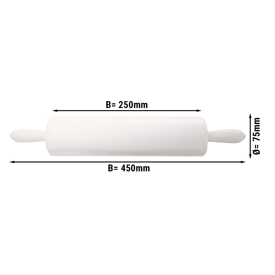 Teigroller / Nudelholz - 75x450mm - Kunststoff