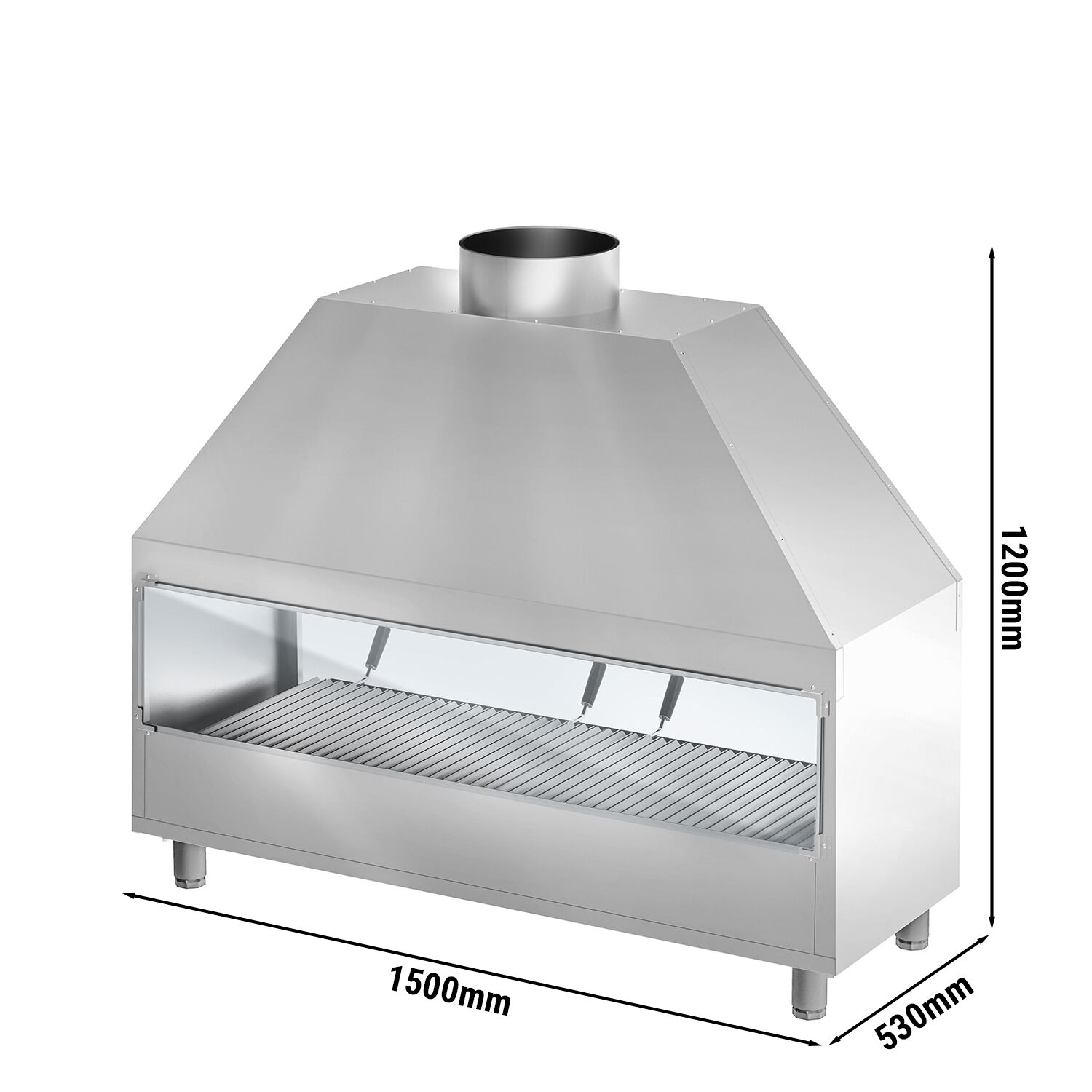 Stainless Steel Charcoal Grill - 1500mm