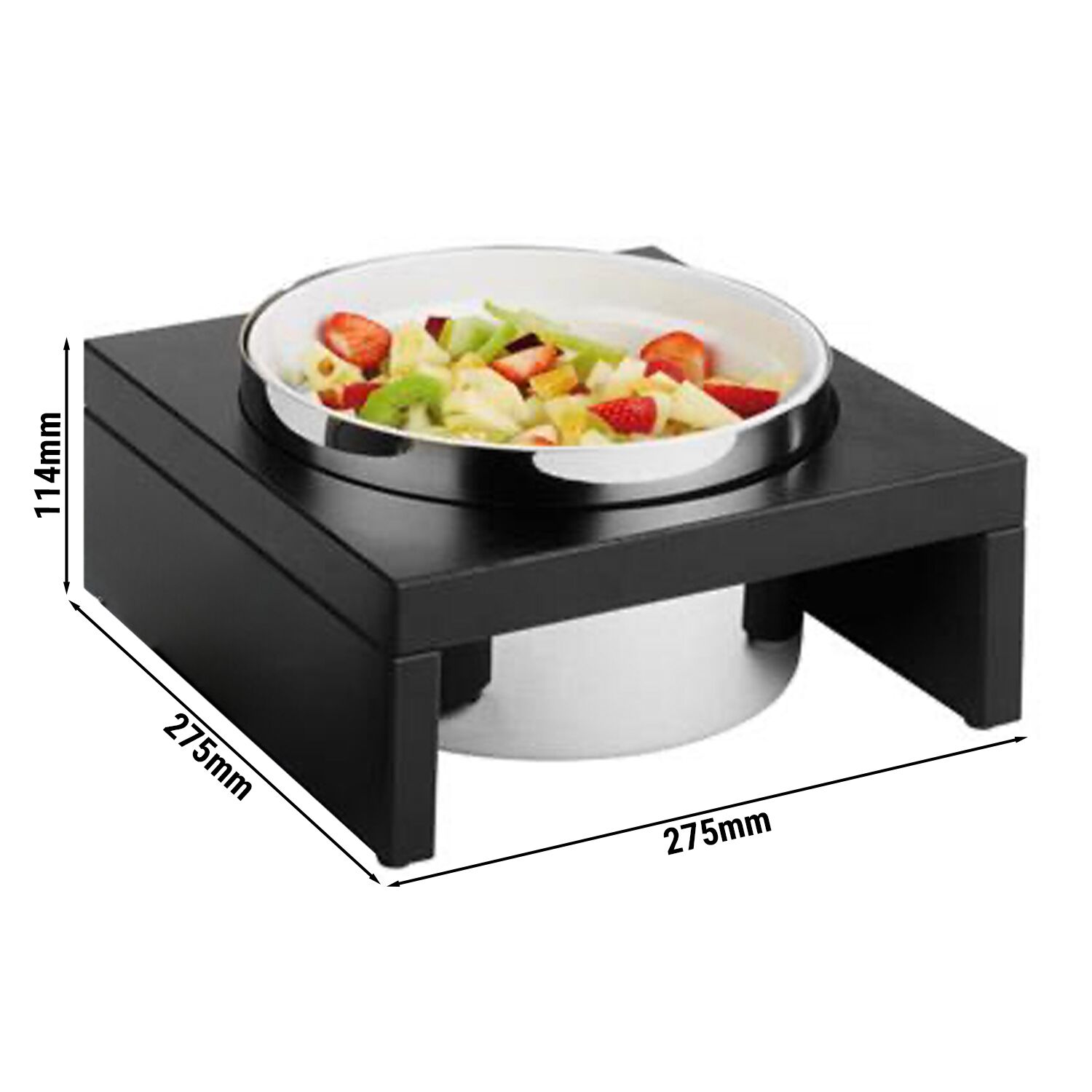 Saladier - BRIDGE - Mélamine et acier inoxydable 18/8 avec support en bois - Ø 230mm - 2,5L - Blanc/Dunkelbraun