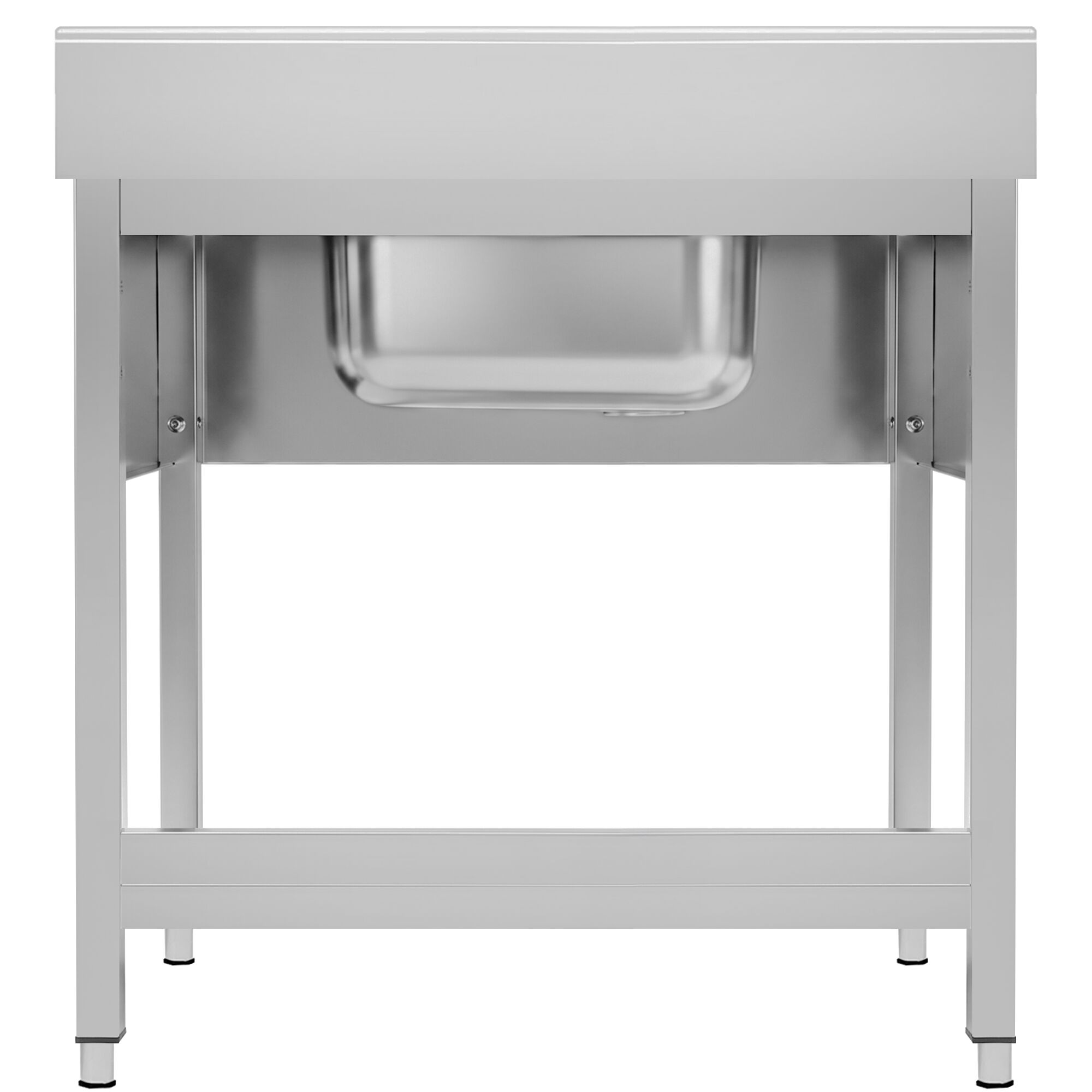 Stainless Steel Commercial Sink Unit ECO - 800x600mm - with Single Bowl Centre - with Undershelf - with Upstand