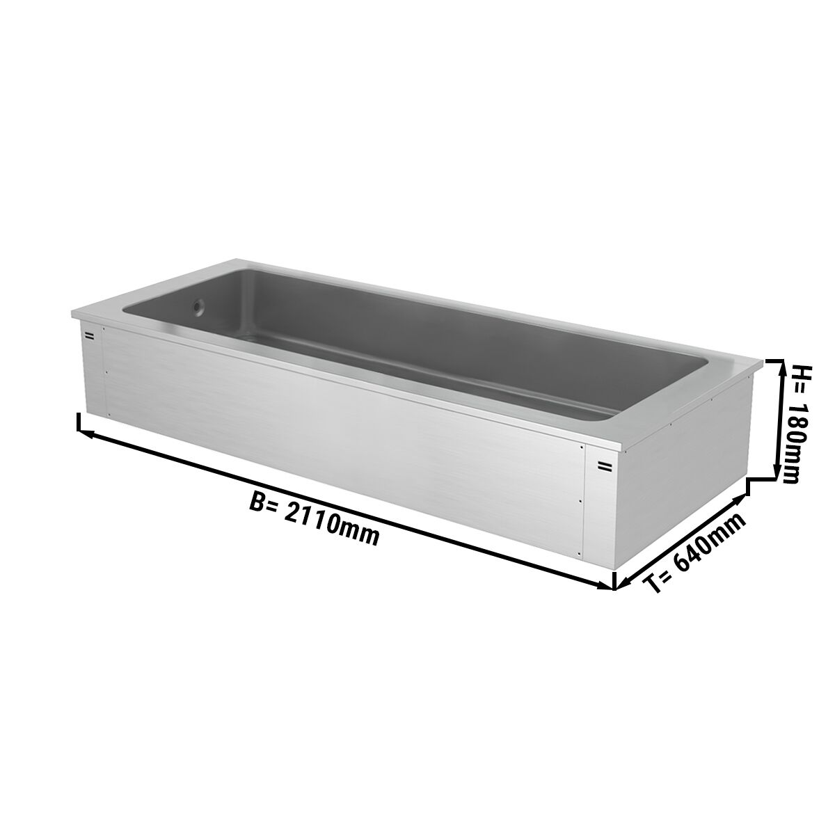Cuve réfrigérée encastrable - 2110mm - 6x GN 1/1 - 250L - profondeur GN 100mm