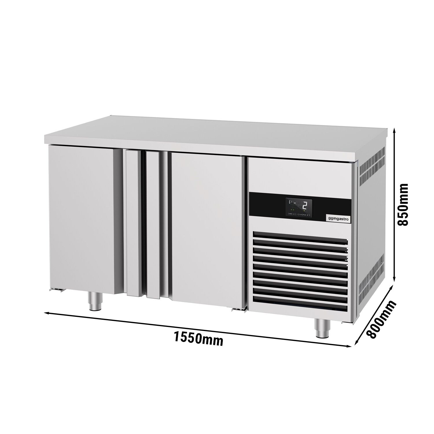 Table réfrigérée de boulangerie PREMIUM - 1550 x 800 mm - avec 2 portes