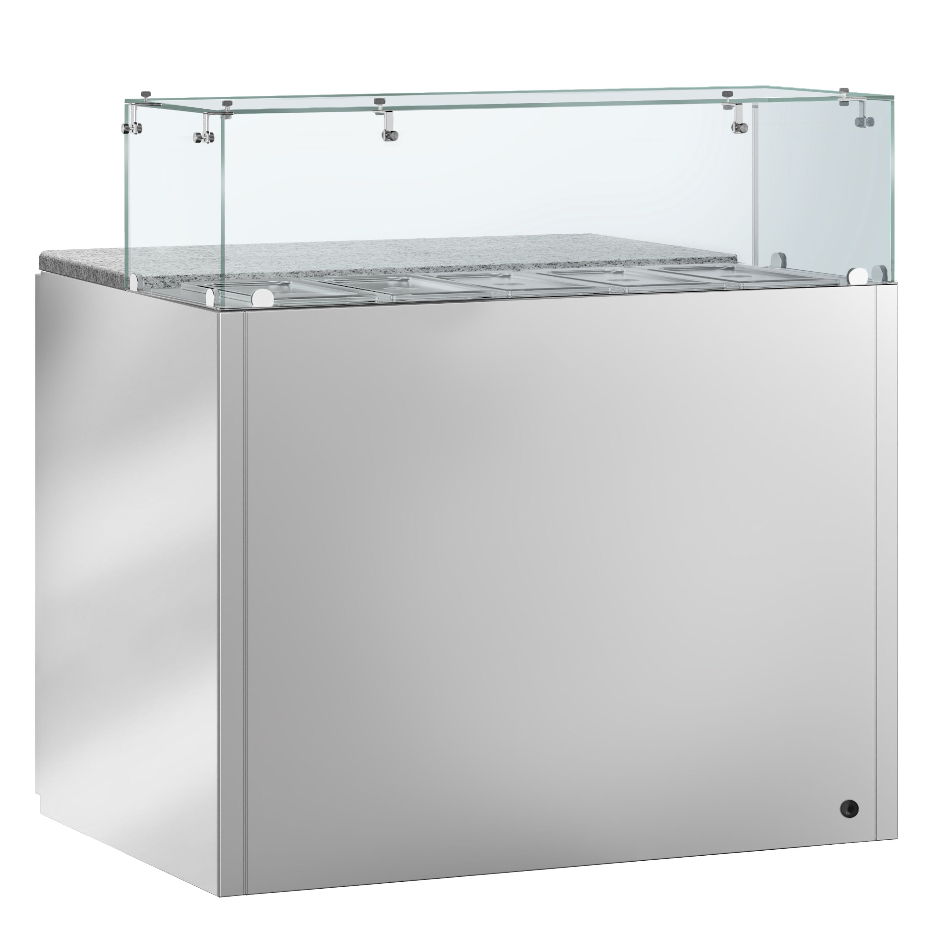 Saladette réfrigérée PREMIUM - 900mm - 240L - 2 portes vitrées - avec vitrine de comptoir pour 5x GN 1/6 - Pour FR