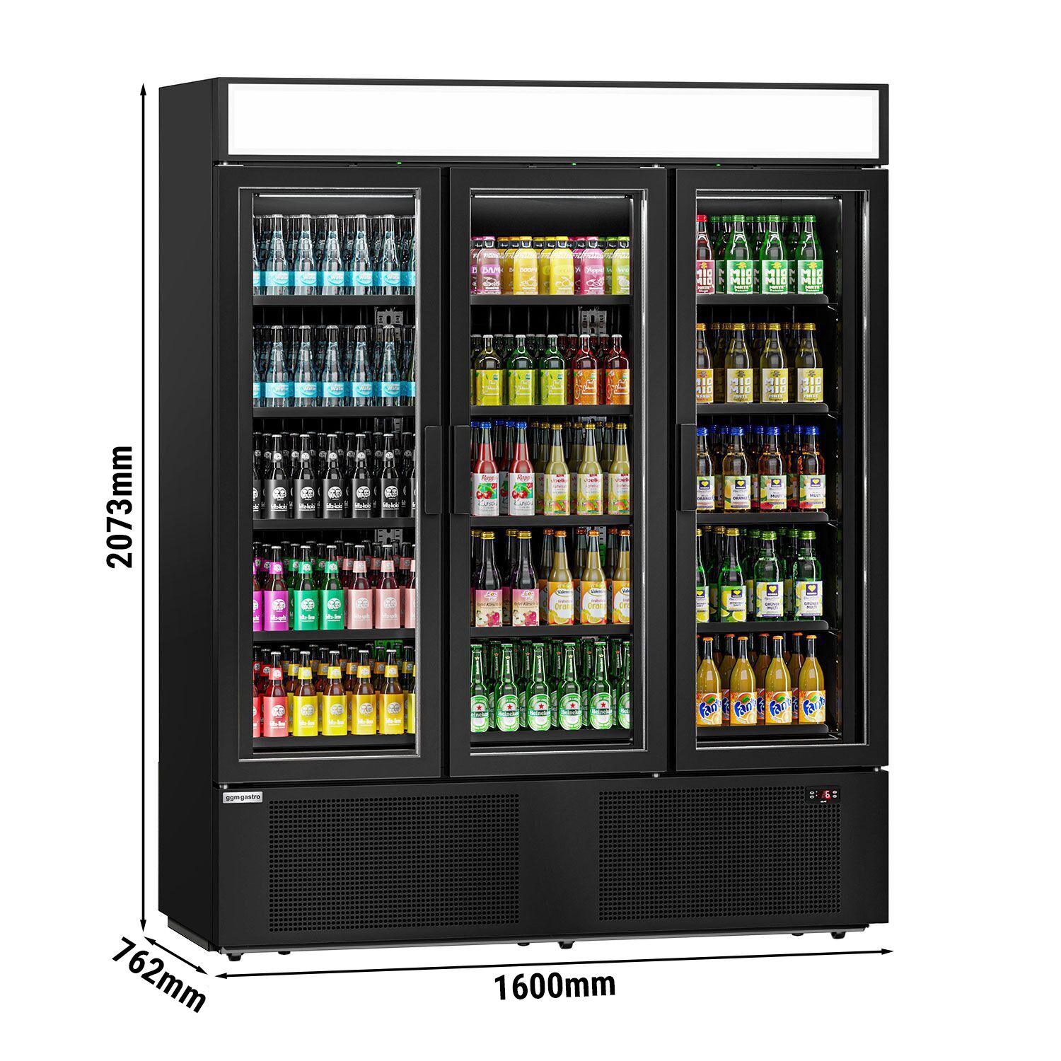 Vitrine réfrigérée à boissons - 1325 litres - avec 3 portes vitrées et écran publicitaire