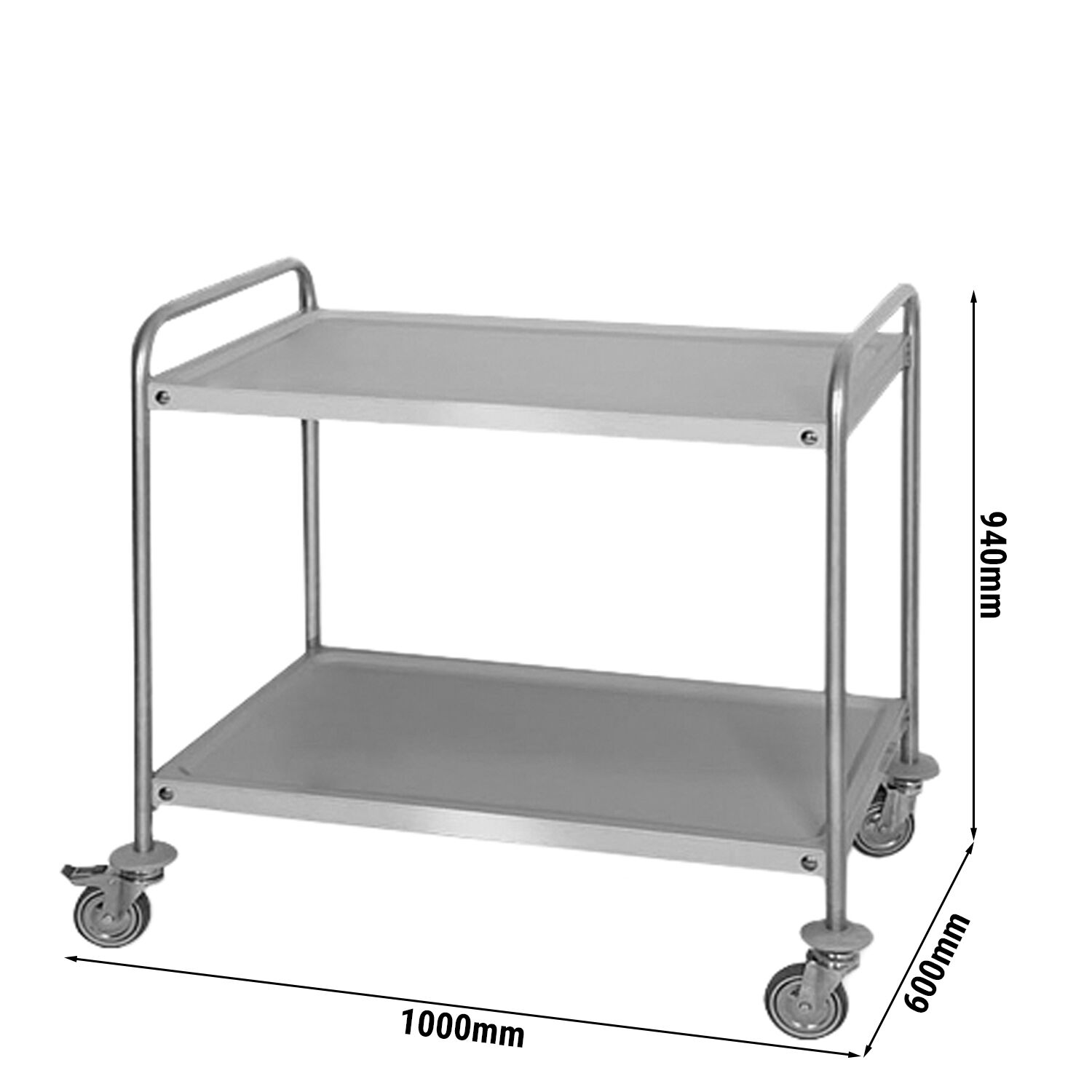 Chariot de service – 1000x600 mm – avec 2 surfaces de rangement