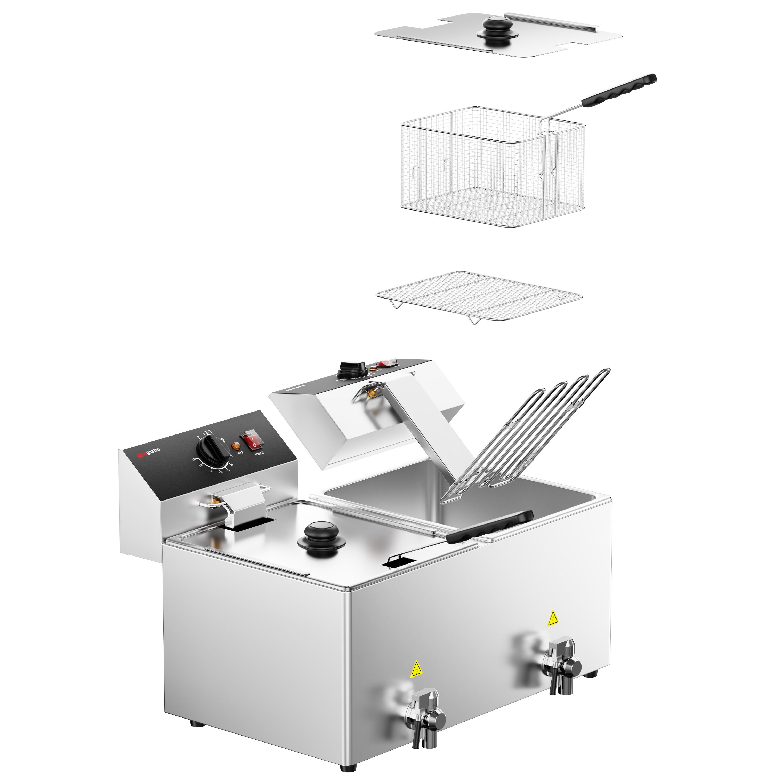 Friteuse électrique double – 12+12 litres – 6,5 kW – avec robinet de vidange