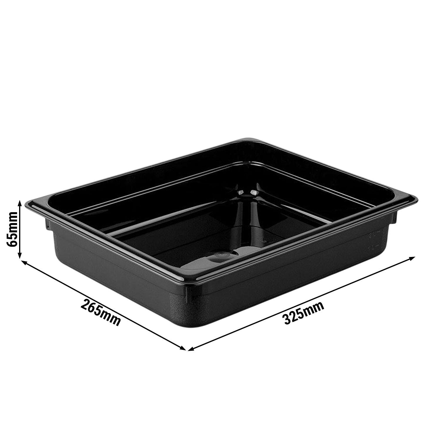 (6 pièces) Bac en Polycarbonate GN 1/2 - Noir - Hauteur : 65 mm