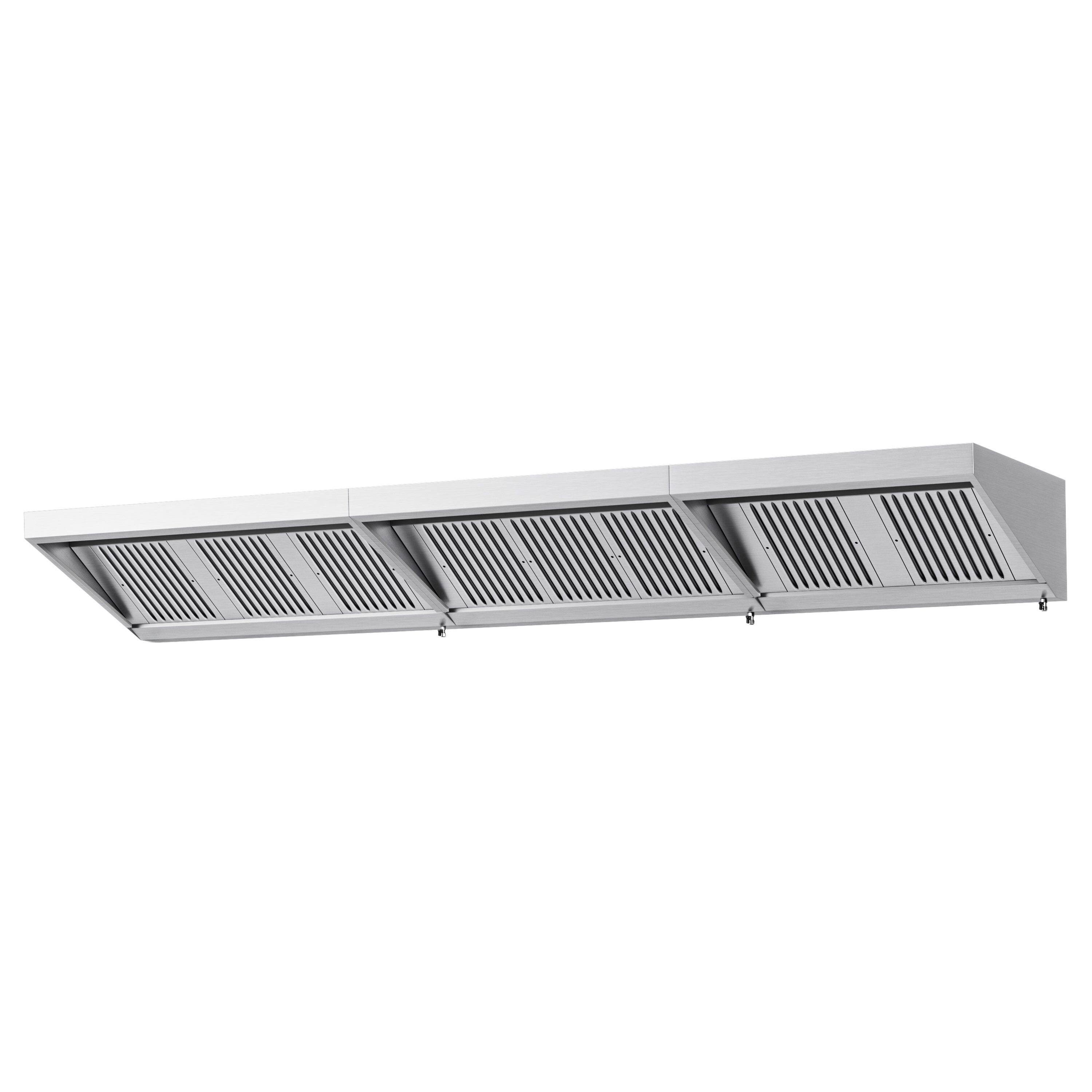 Commercial Wall-Mounted Extraction Canopy - with Motor - 4200mm - with Baffle Filters & LED Lighting