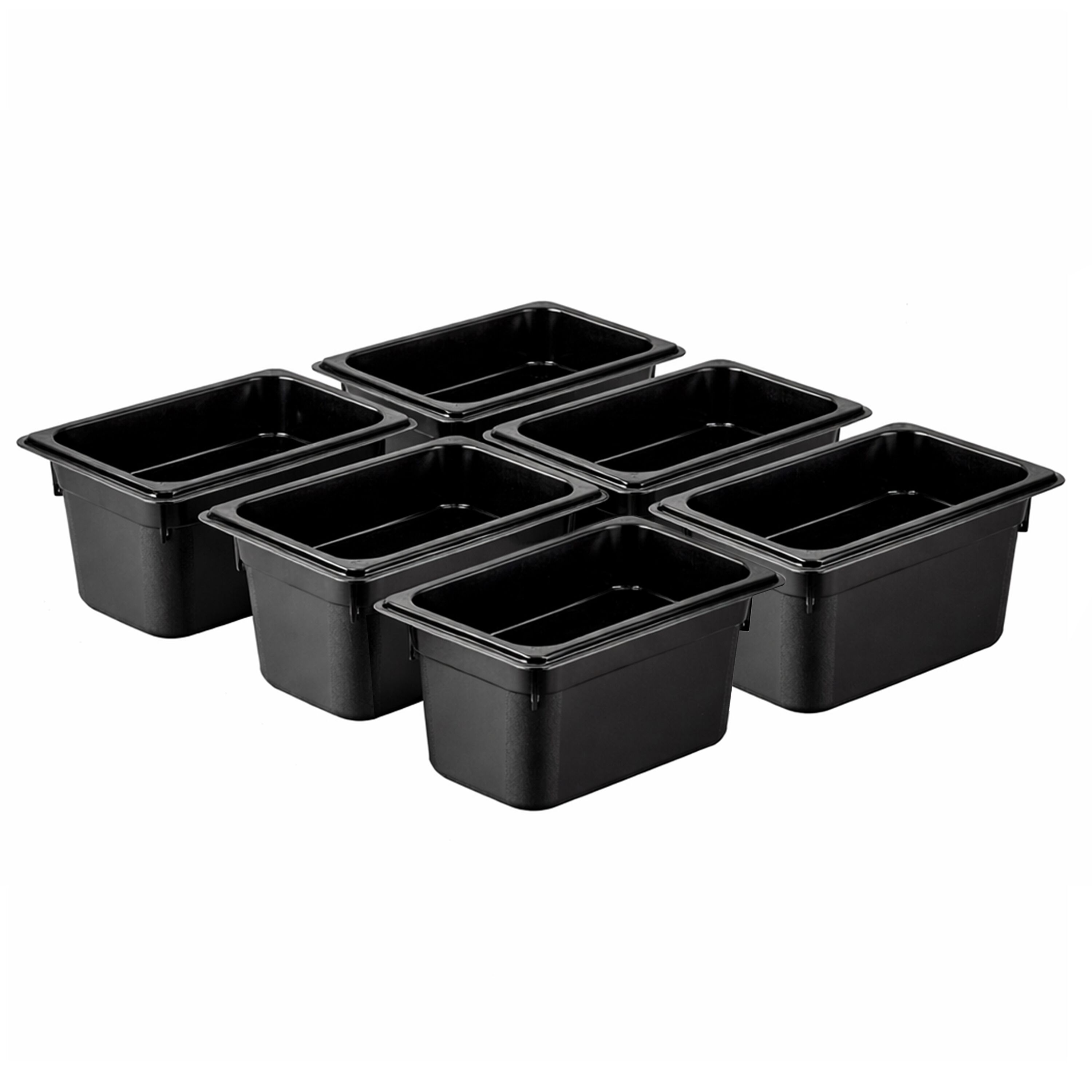 (6 pièces) Bac en Polycarbonate GN 1/3 - Noir - Hauteur : 150 mm
