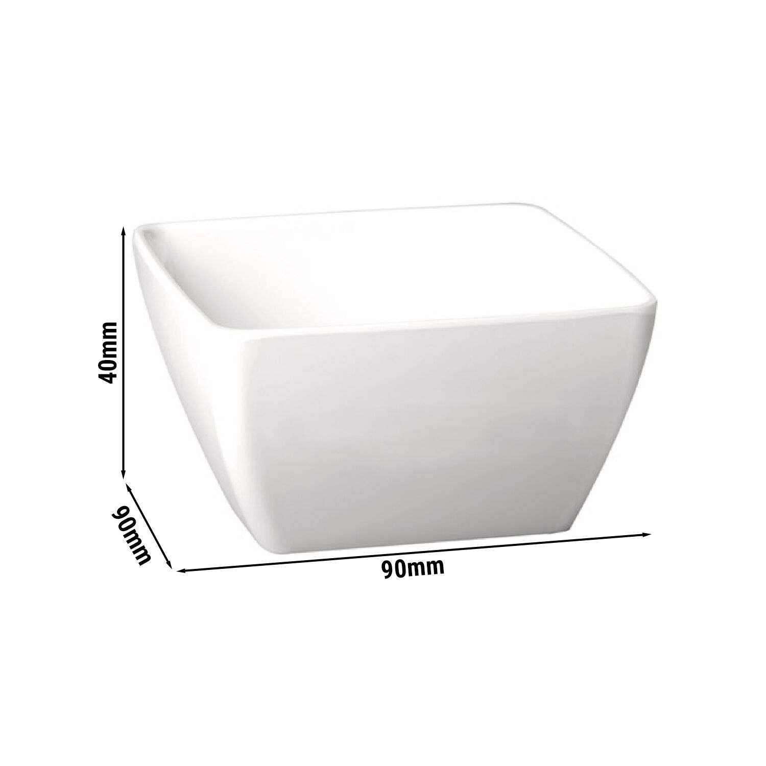 (6 pcs) Coupe - PURE - Mélamine - 140ml - carré - lot de 6 - 90x90mm - Profondeur : 40mm - Blanc
