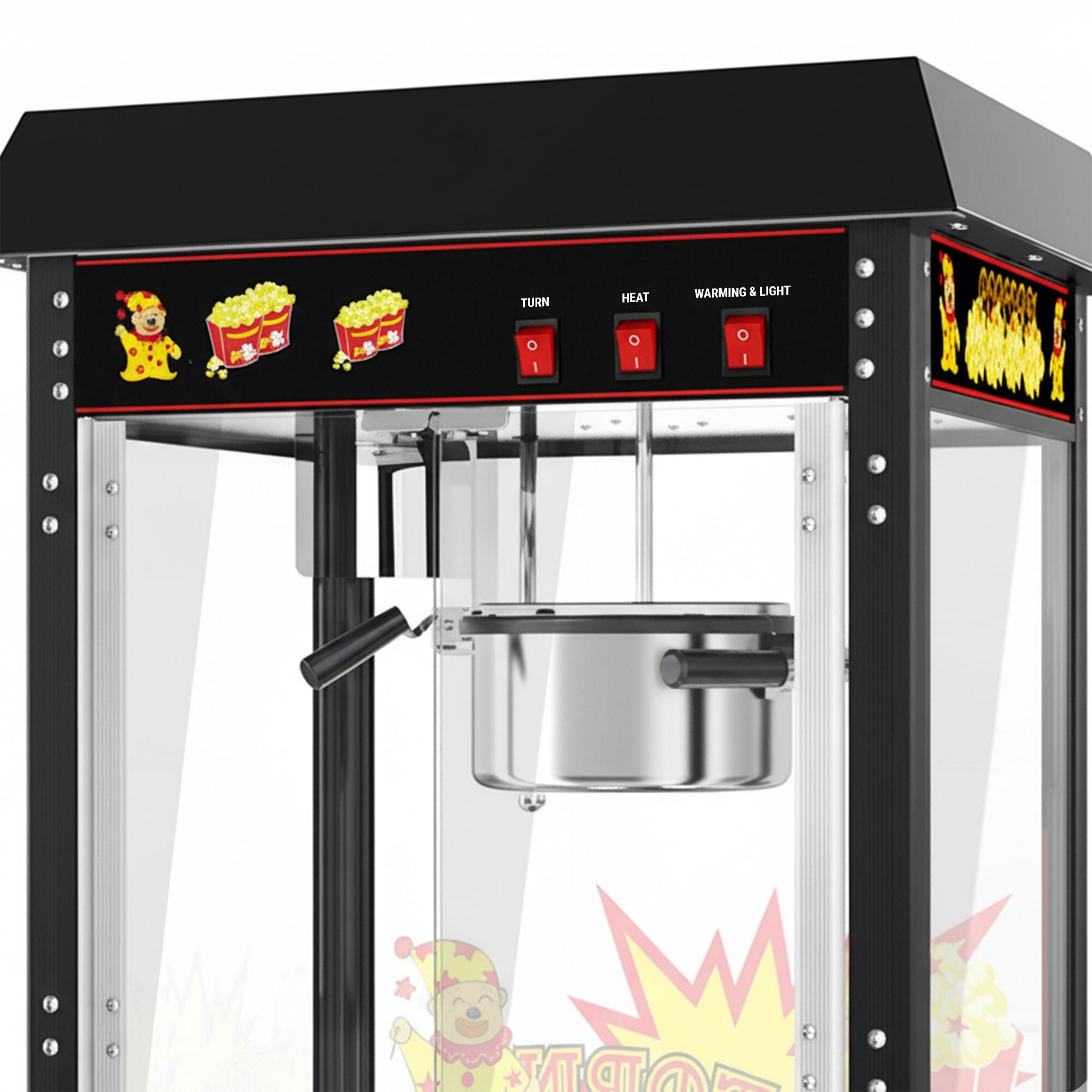 Machine à pop-corn - 1,50kW - 5kg/h - avec 1 marmite - Noir