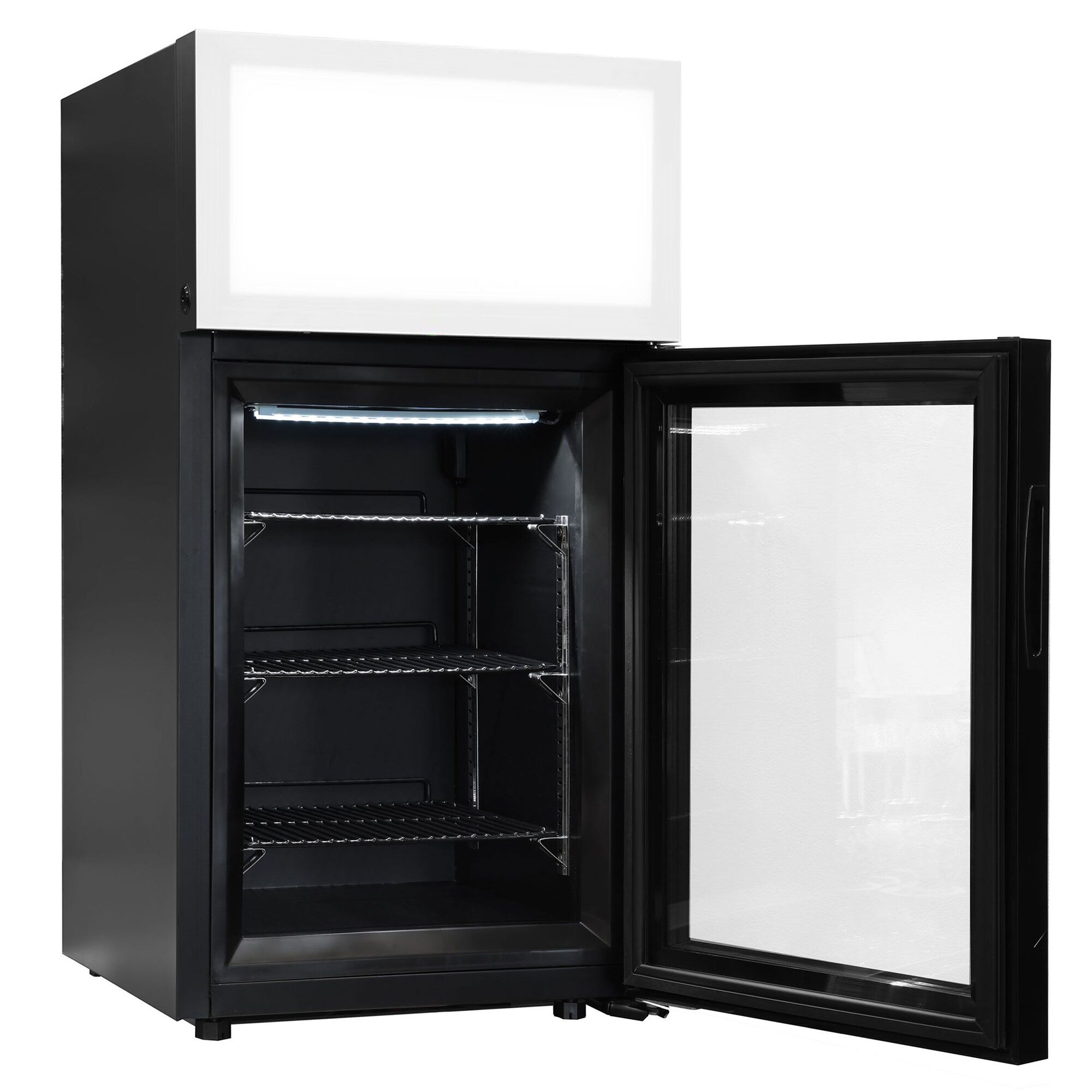 Mini congélateur - 460mm - avec 1 porte en verre - Noir - porte réversible